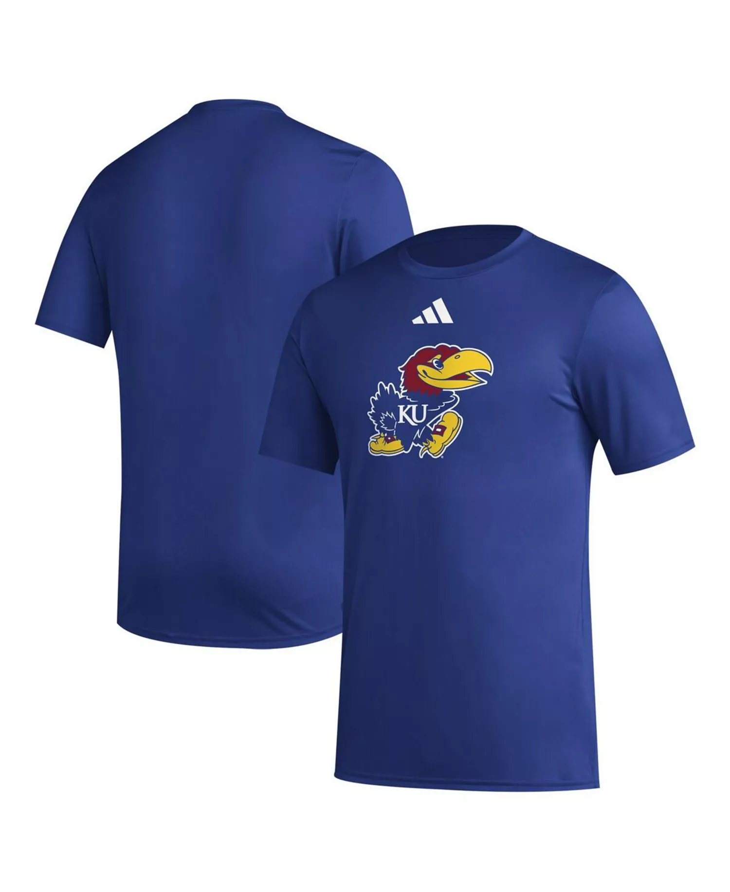 Men's Royal Kansas Jayhawks Primary Locker Logo Pre-Game AEROREADY T-Shirt - Royal - 2XL