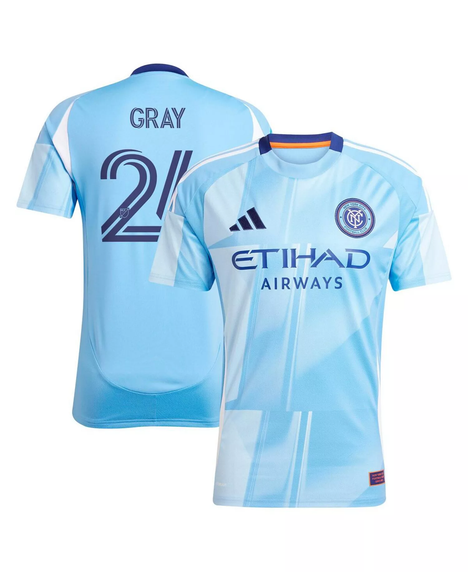 Men's Tayvon Gray Light Blue New York City FC 2025 The Excelsior Kit Replica Player Jersey - Light Blue - 2XL