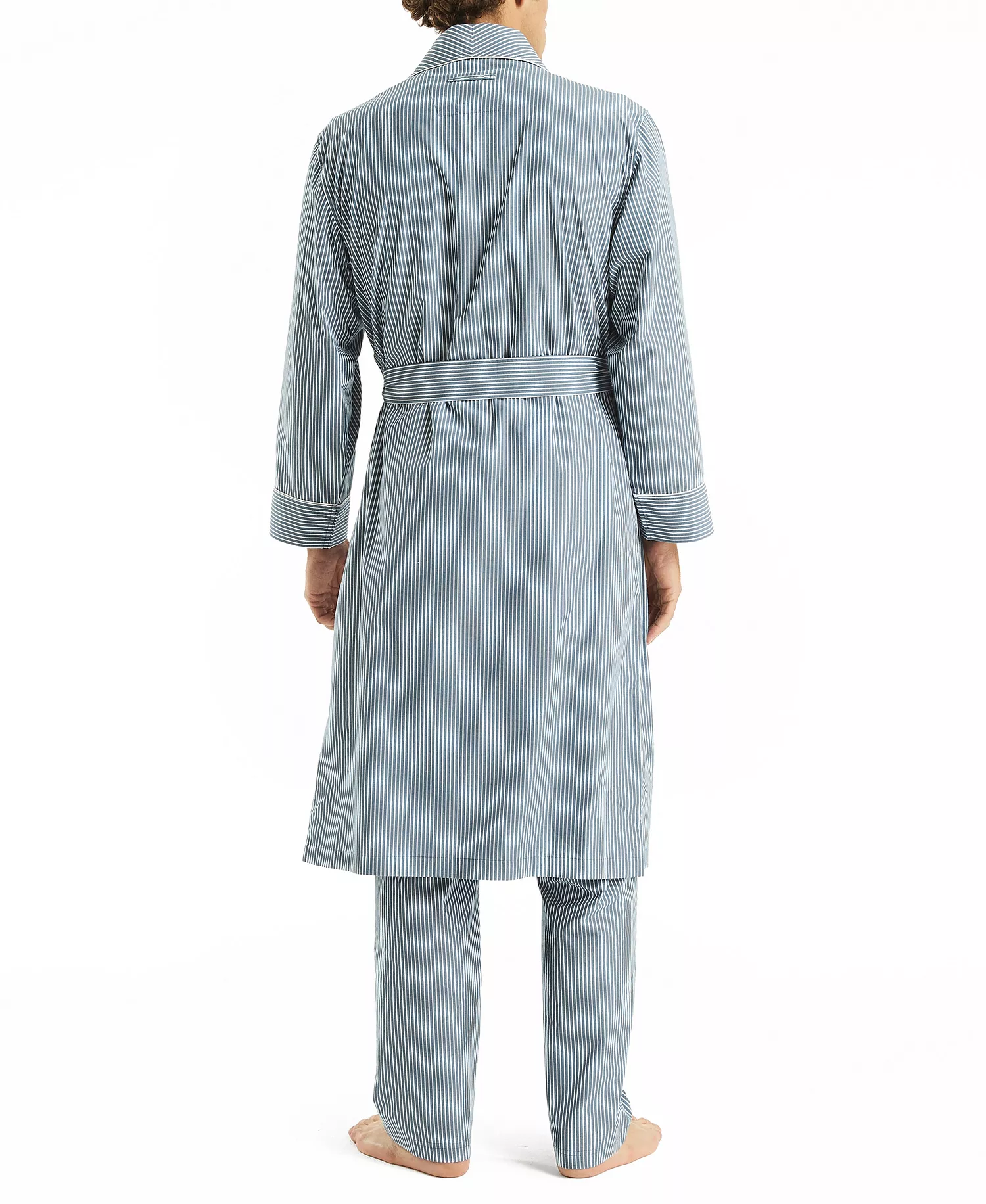 Men's Crafted Striped Robe - Ensign Blue - L/XL