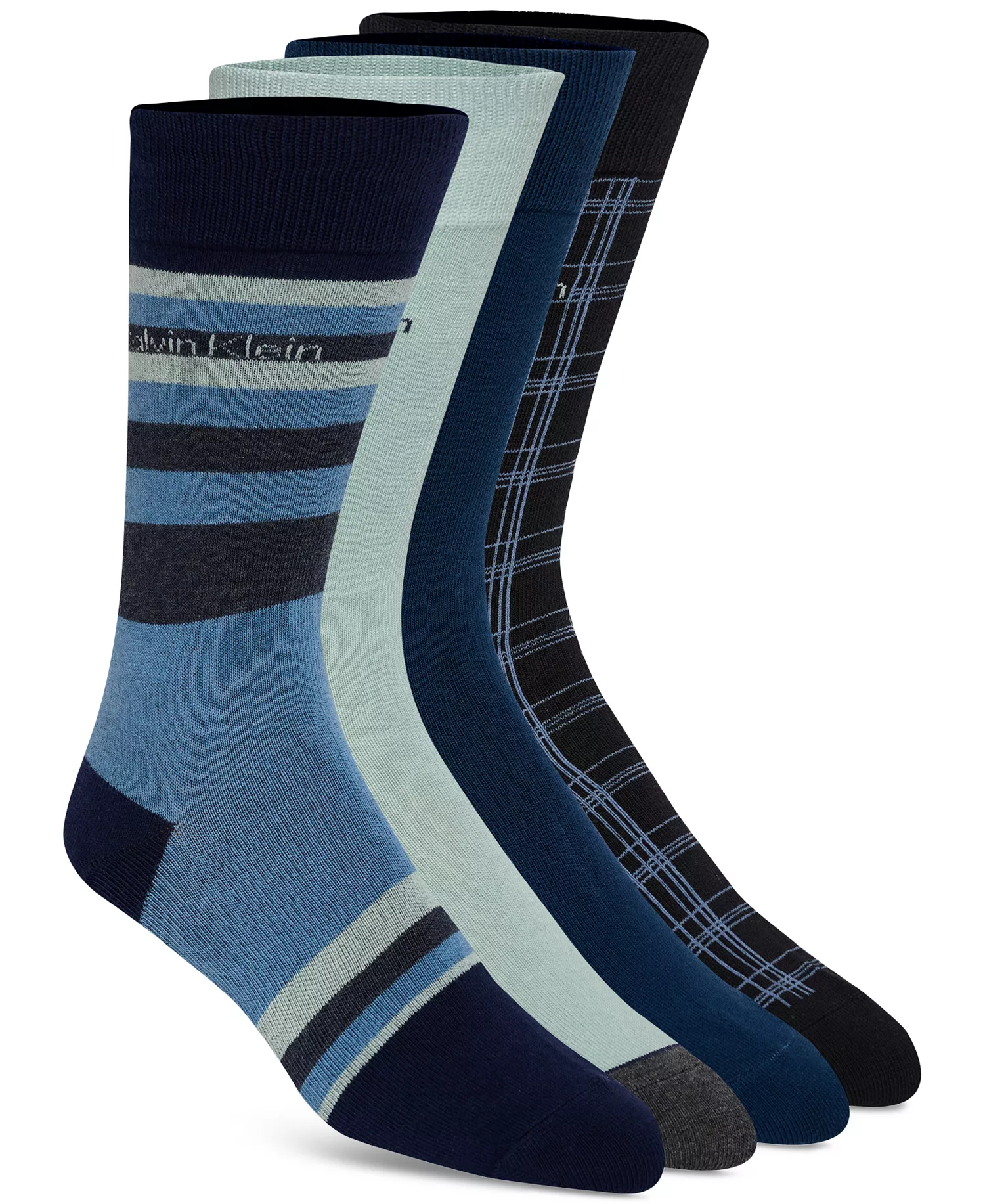 Men's 4-Pack Combed Crew Socks - Blue Multi - ONE SIZE