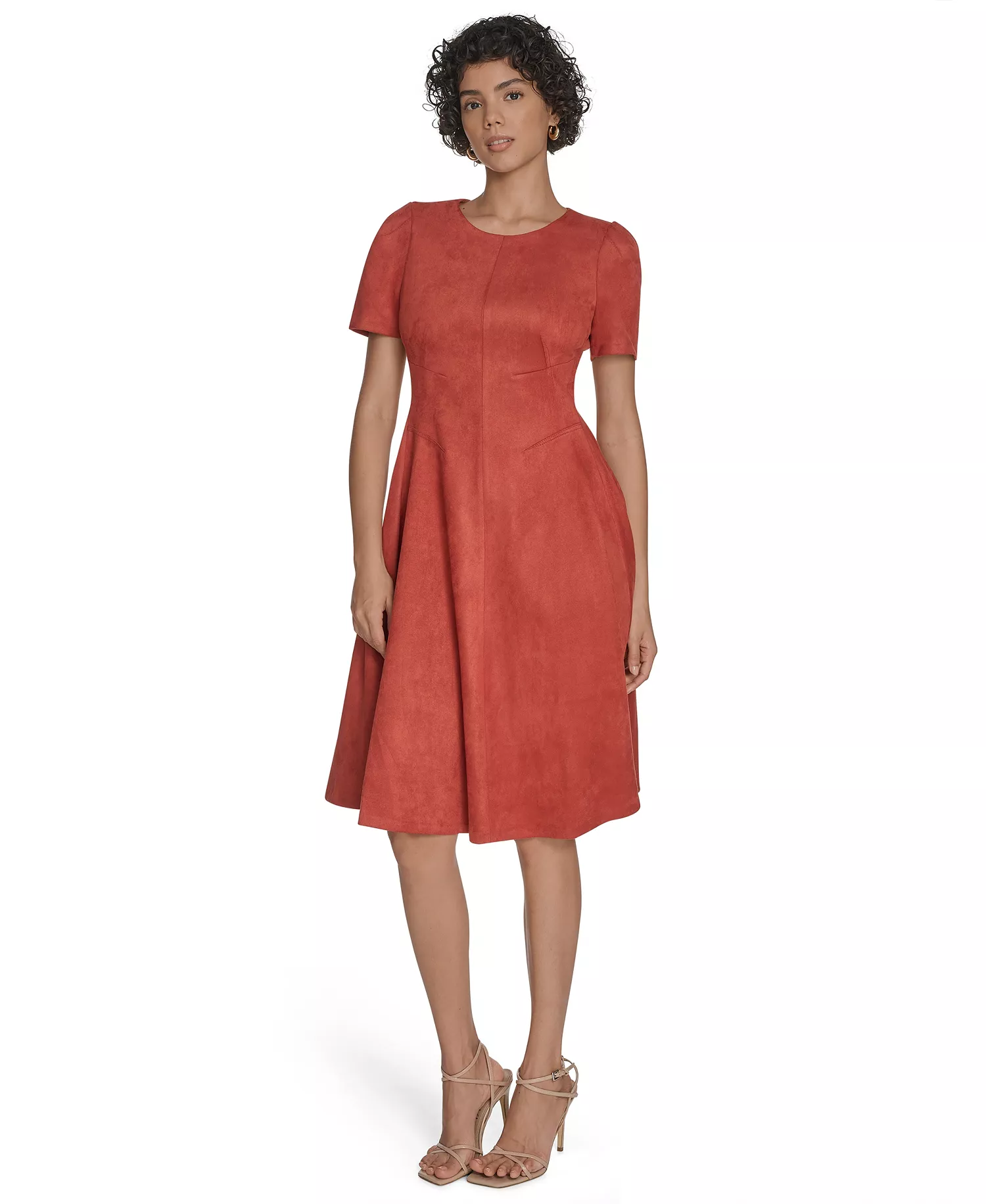 Women's Fit and Flare Short Dress - Chai Tea - 4