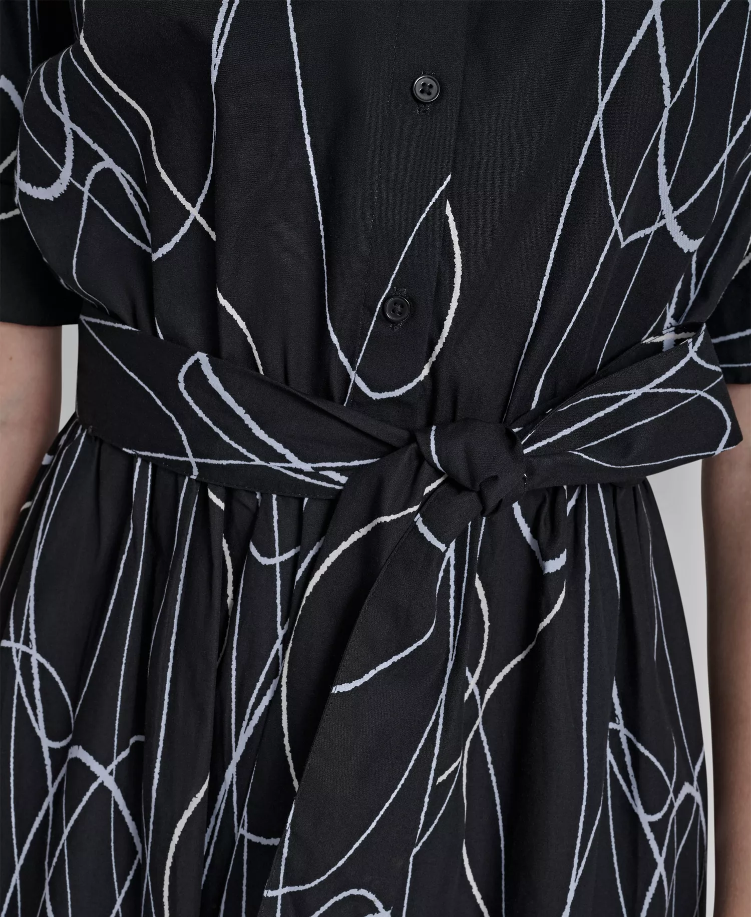 Women's Collared Midi Shirt Dress - Black Multi - 10