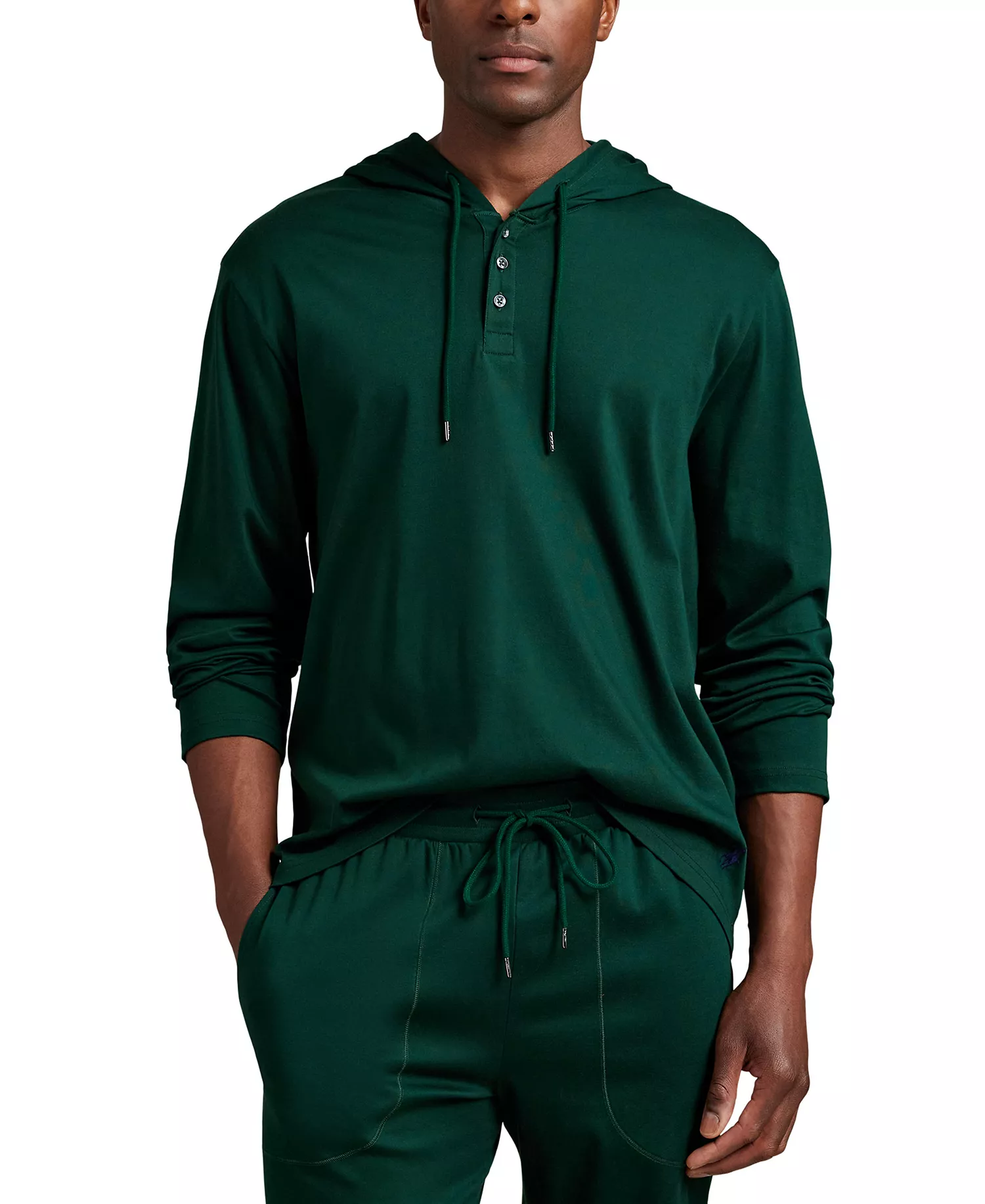 Men's Long Sleeves Hoodie - Moss Agate - L