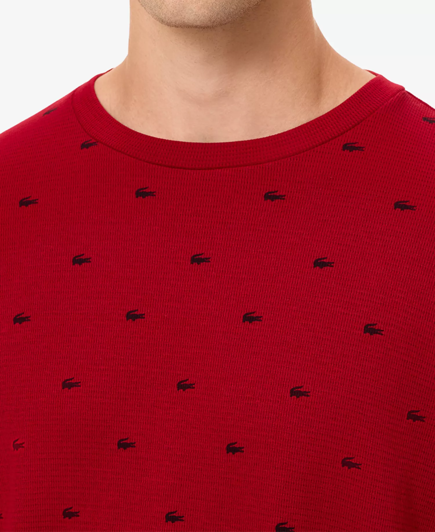 Men's All Over Crocodile Waffle-Knit Thermal Shirt - Ladybird - 2XL