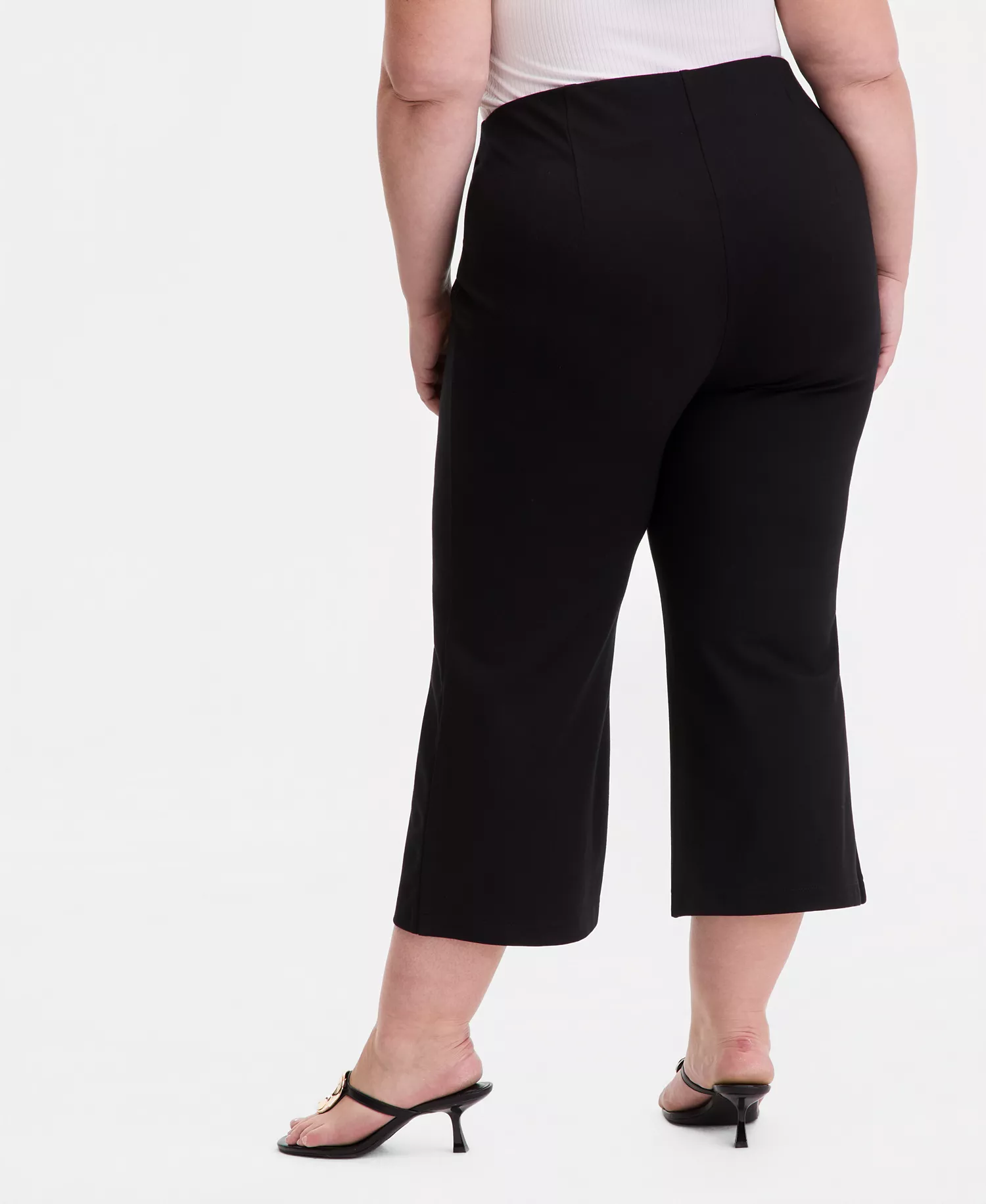 Plus Size High Rise Pull-On Ponte Pants, Macy's Exclusive  - Deep Black - 0X