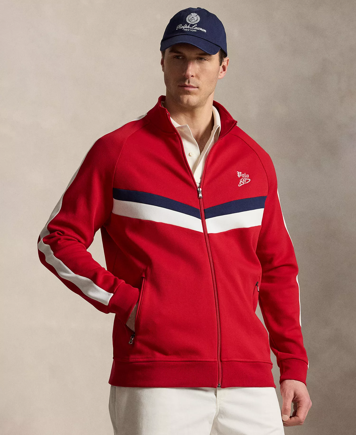 Men's Big & Tall Double-Knit Track Jacket - Red - 2LT