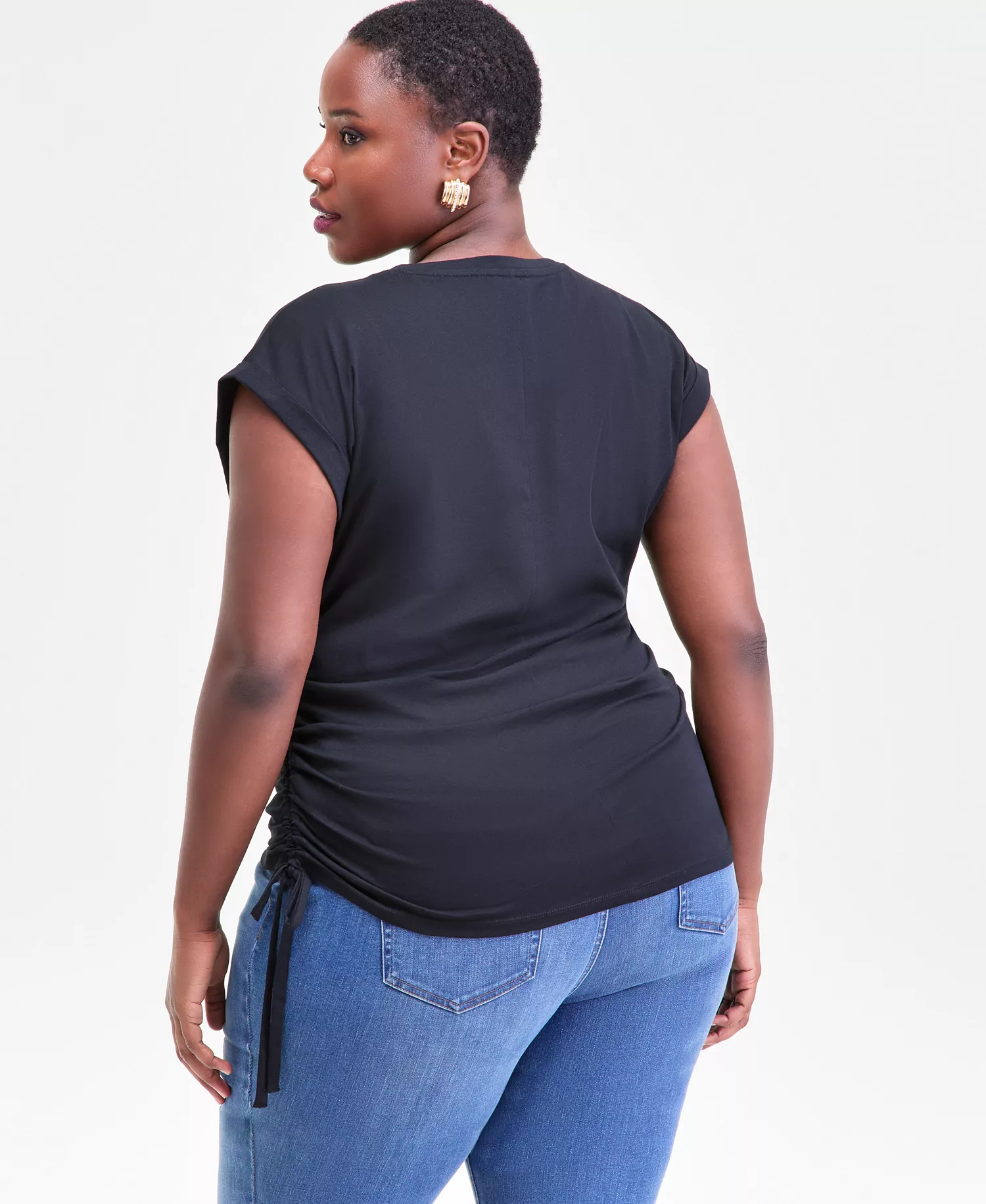 Plus Size Drawstring-Hem Tank, Macy's Exclusive - Deep Black - 0X