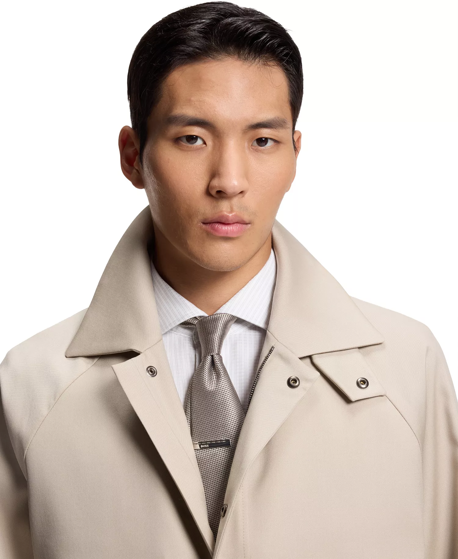 Men's Jacquard Pattern Silk Slim Tie - Dark Beige - ONE SIZE