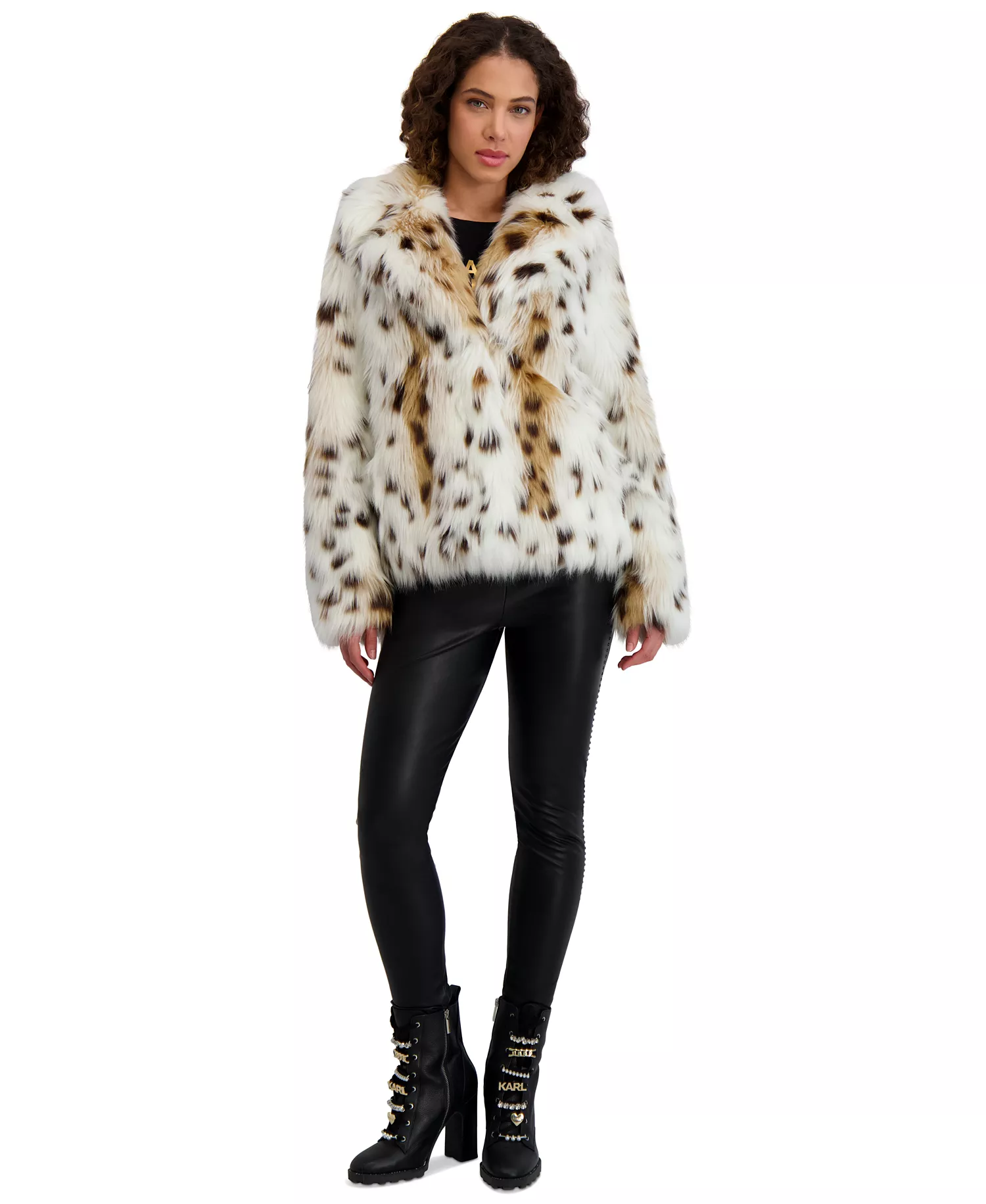 Women's Leopard-Print Faux-Fur Coat - Snow Leopard - L