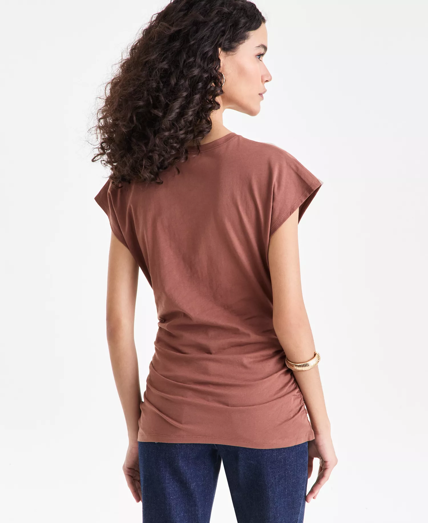 Women's Cotton Twist-Front Cap-Sleeve Top, Macy's Exclusive - Copper Moon - L