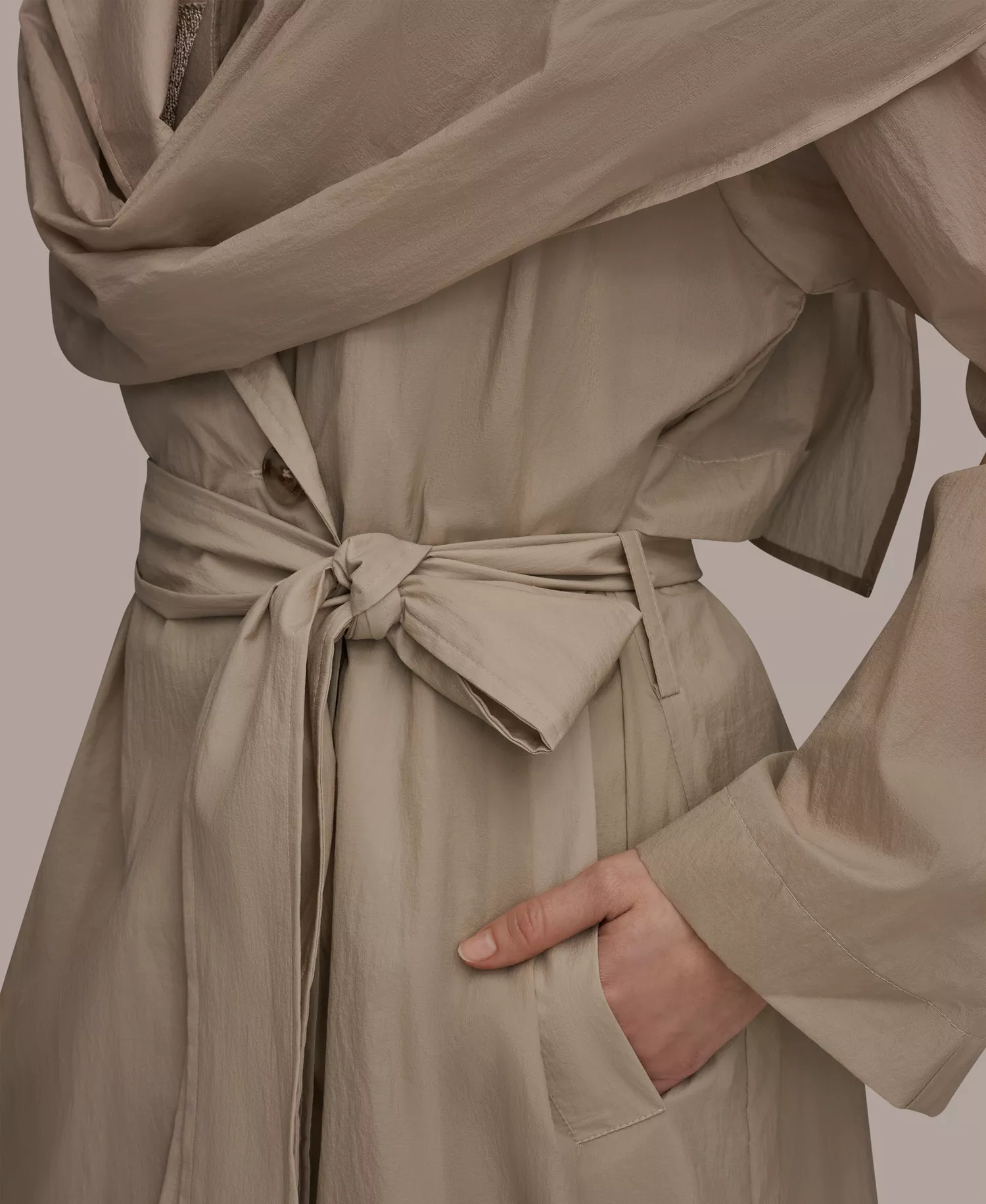 Women's Belted Collared Neck Coat - Tuscan Grey - L