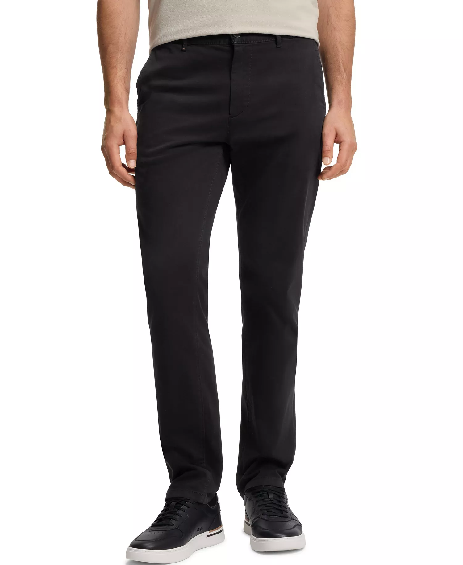 Men's Stretch-Cotton Satin Slim-Fit Chinos - Black - 30 - 30