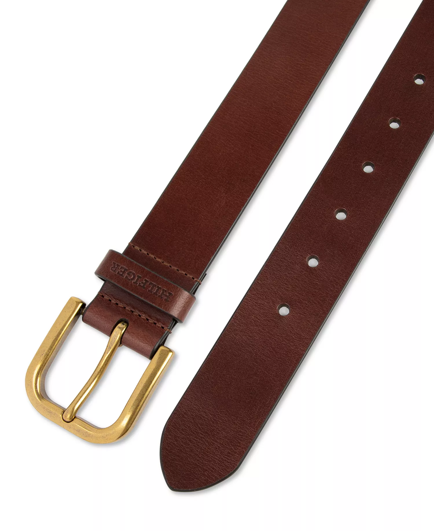 Men's Genuine Leather Raw Edge Casual Jean Belt - Chocolate - L (38-40)