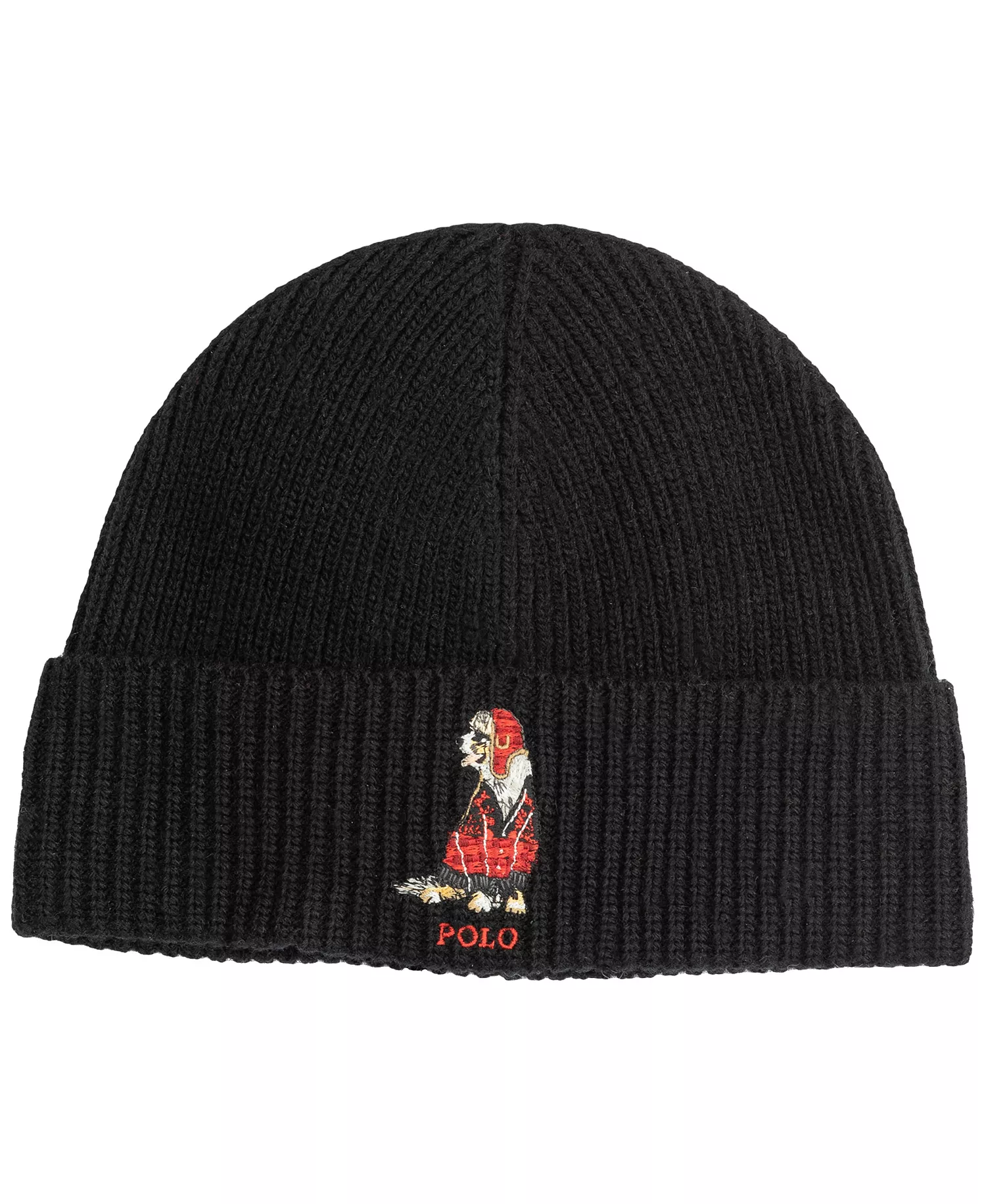 Men's Holiday Dog Beanie Hat - Black - ONE SIZE