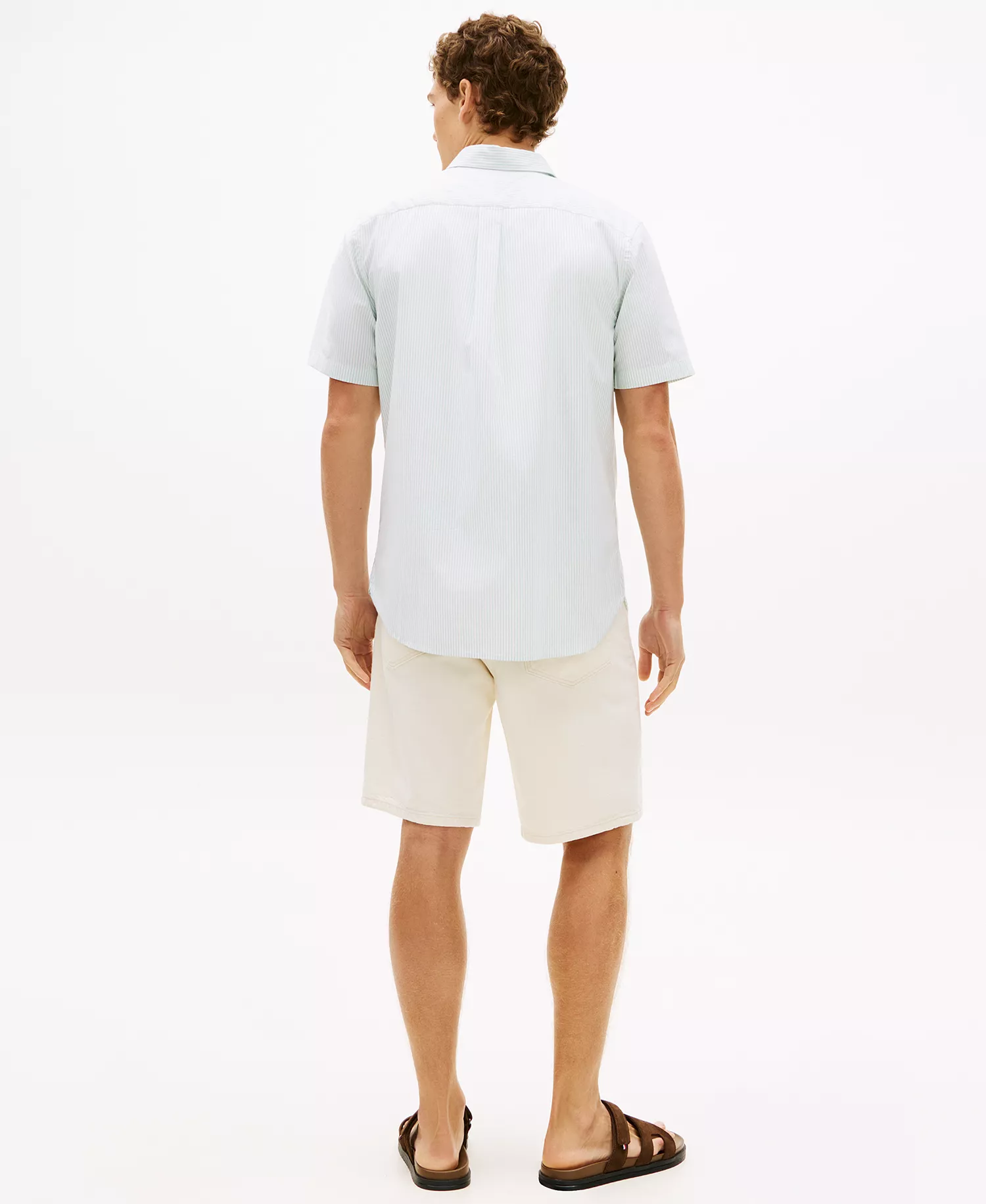 Men's Striped Short-Sleeve Oxford Shirt - Crushed Mint / Stripe - L