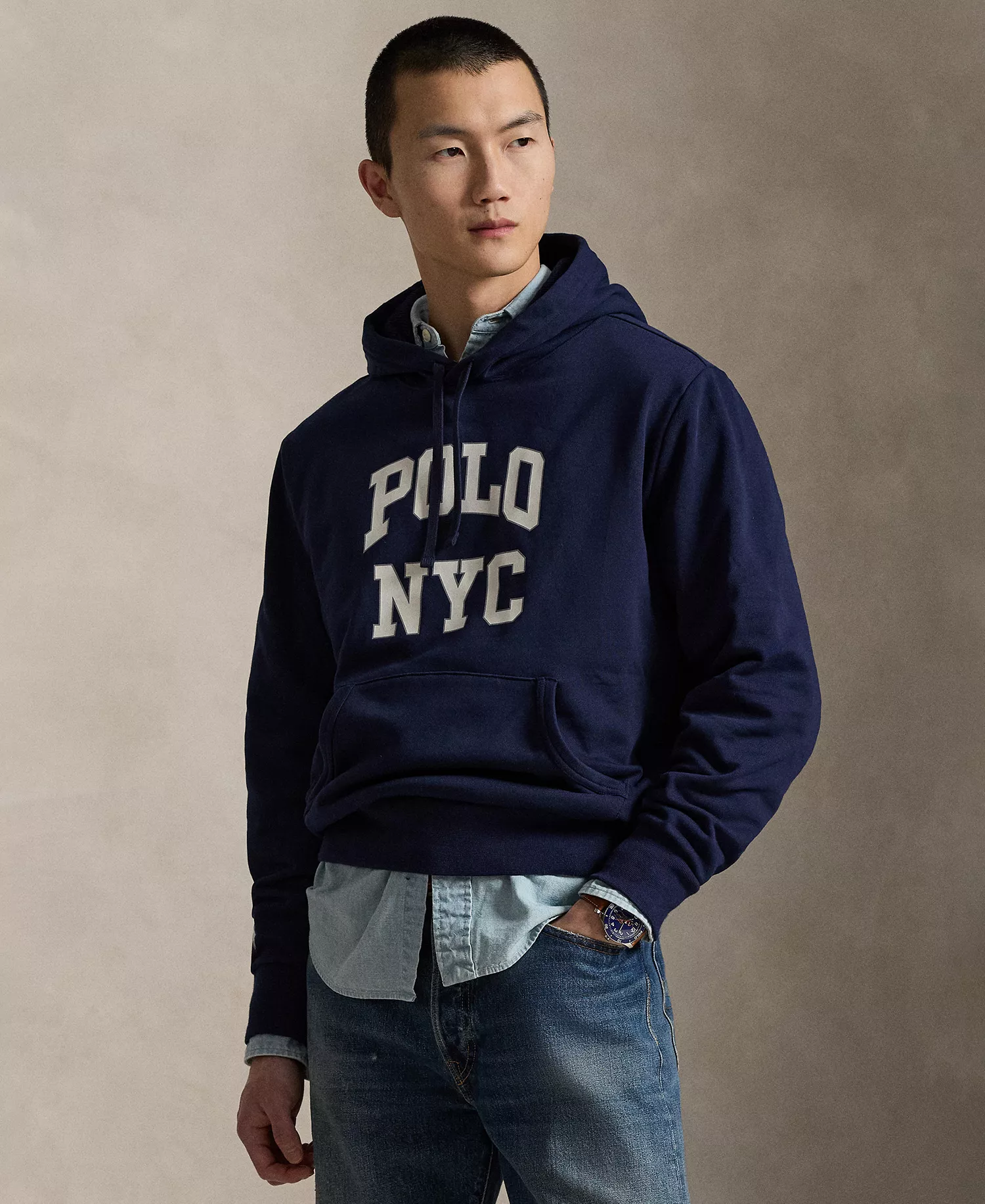 Men's Graphic Fleece Hoodie - Cruise Navy - 2XL