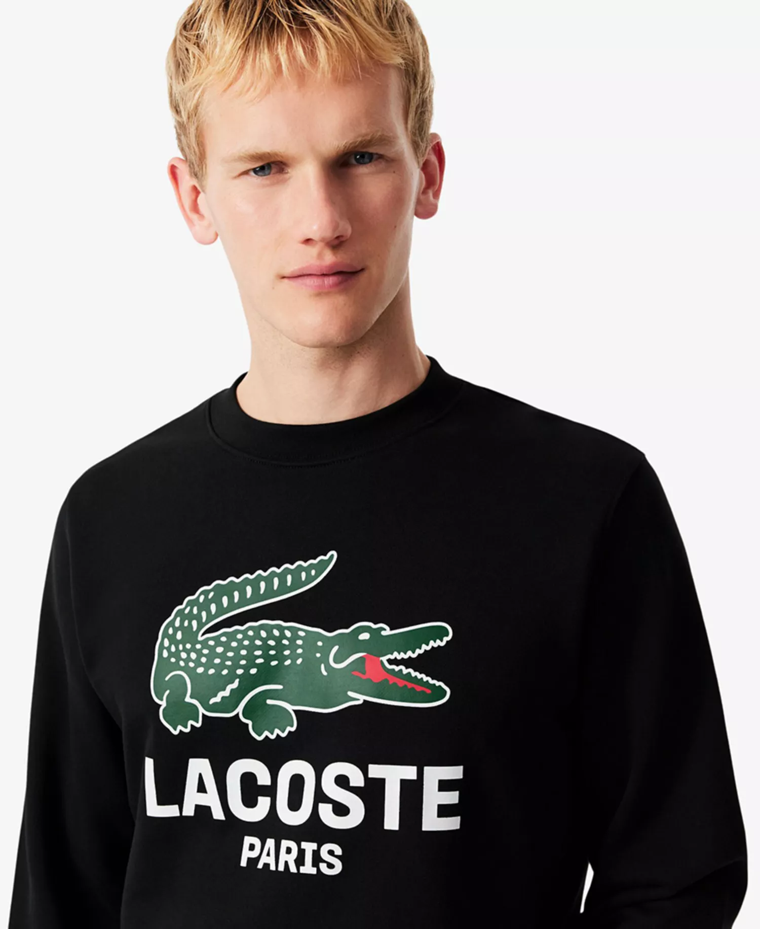 Men's Crocodile Print Crewneck Sweatshirt - Black - 3