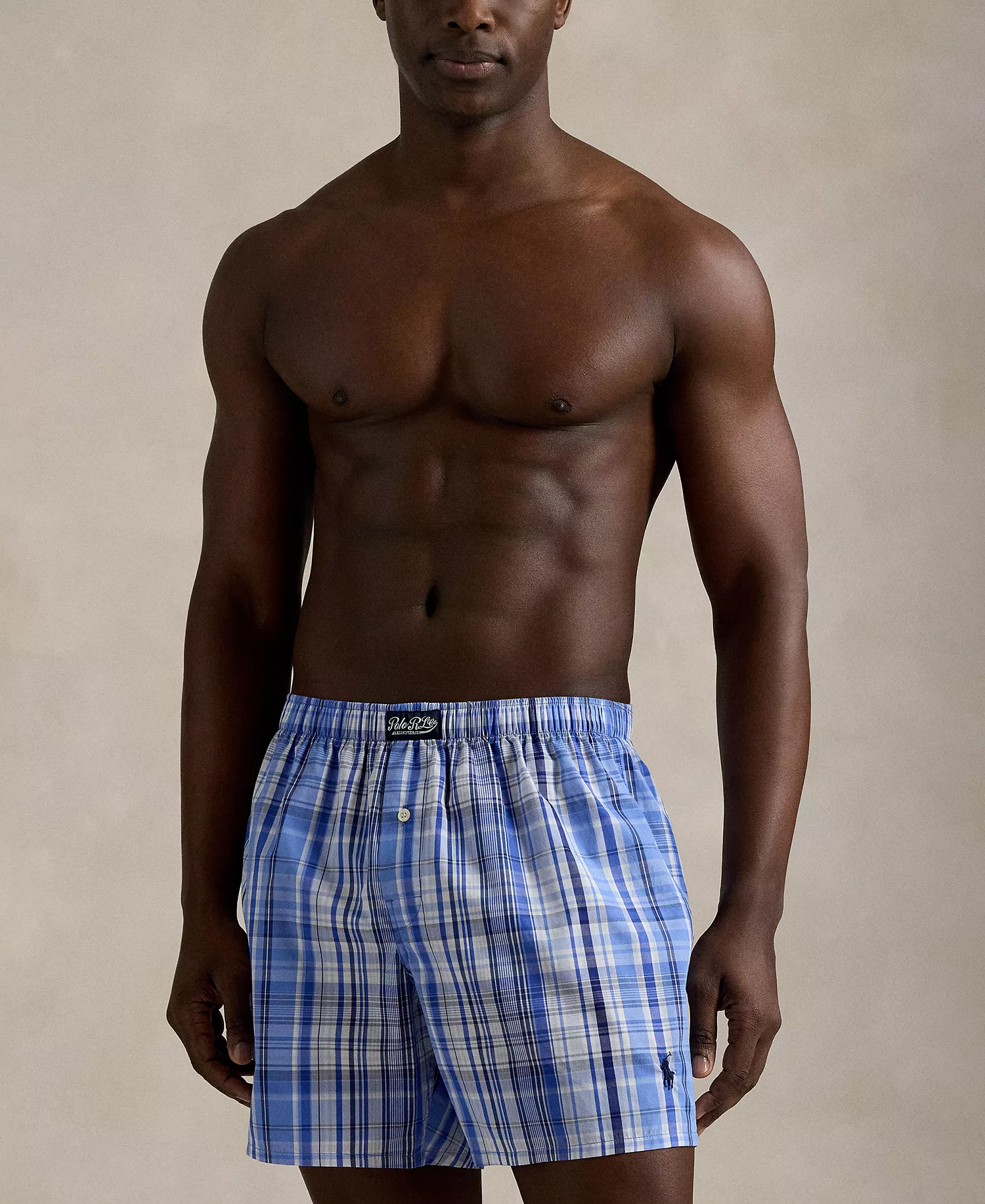 Men's Plaid Woven Boxer Briefs - Robinson Plaid/Cruise Navy - L