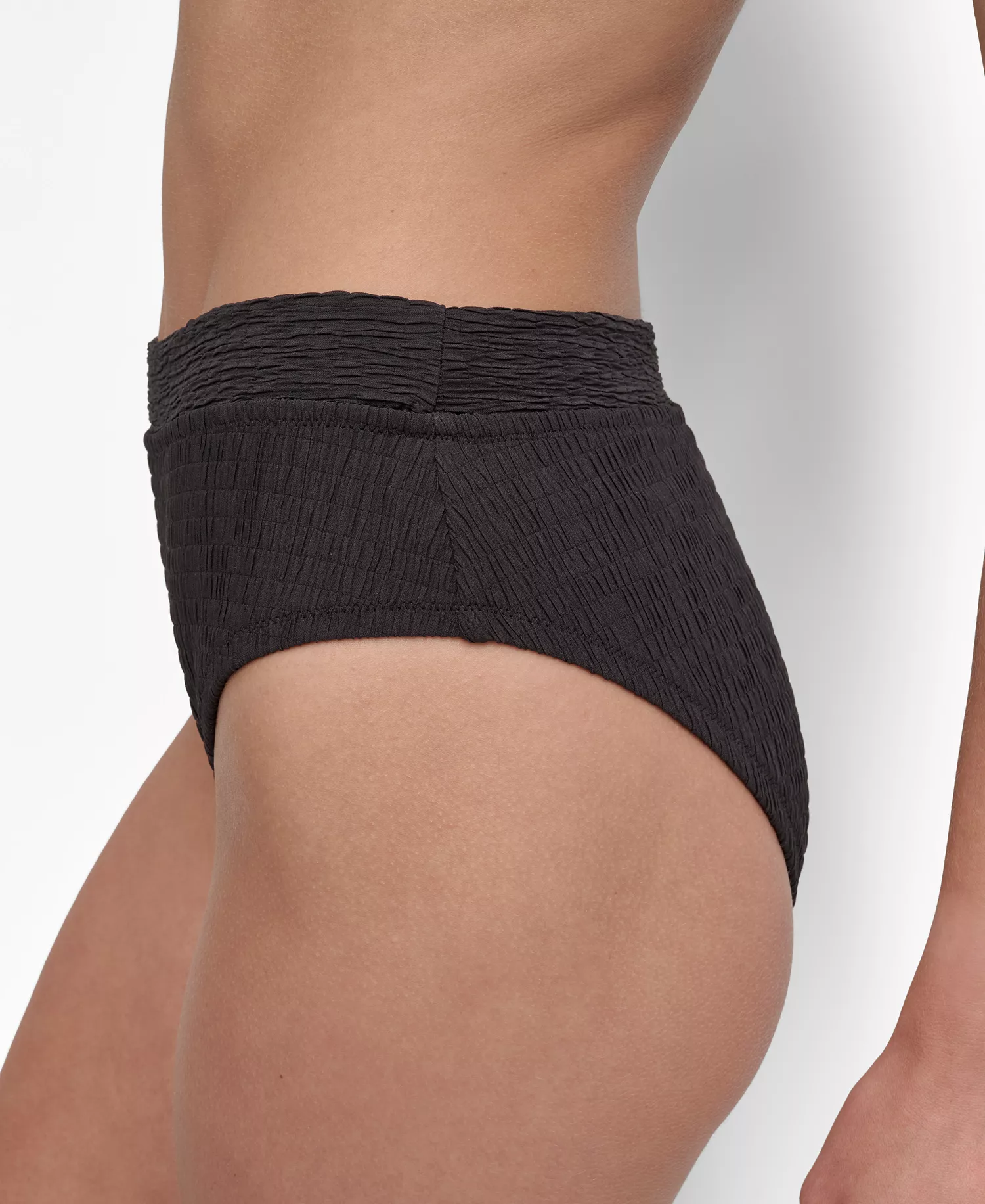 Women's High Waist Bikini Bottoms  - Black Texture - 2XL