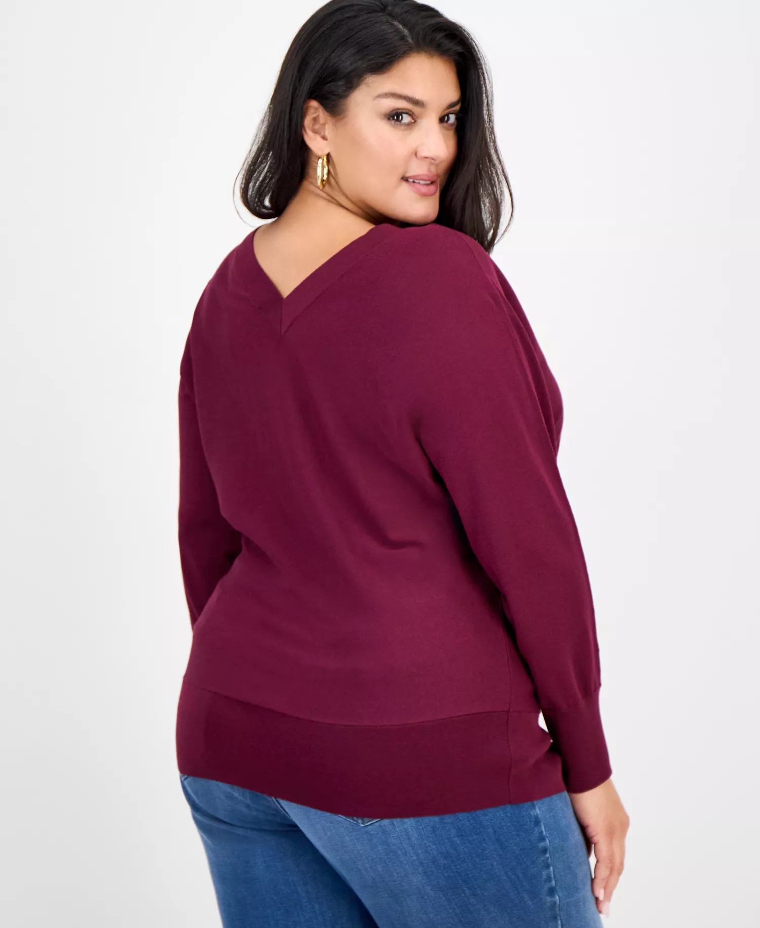 Women's V-Neck Sweater, Created for Macy's - Berried Treasure - 0X