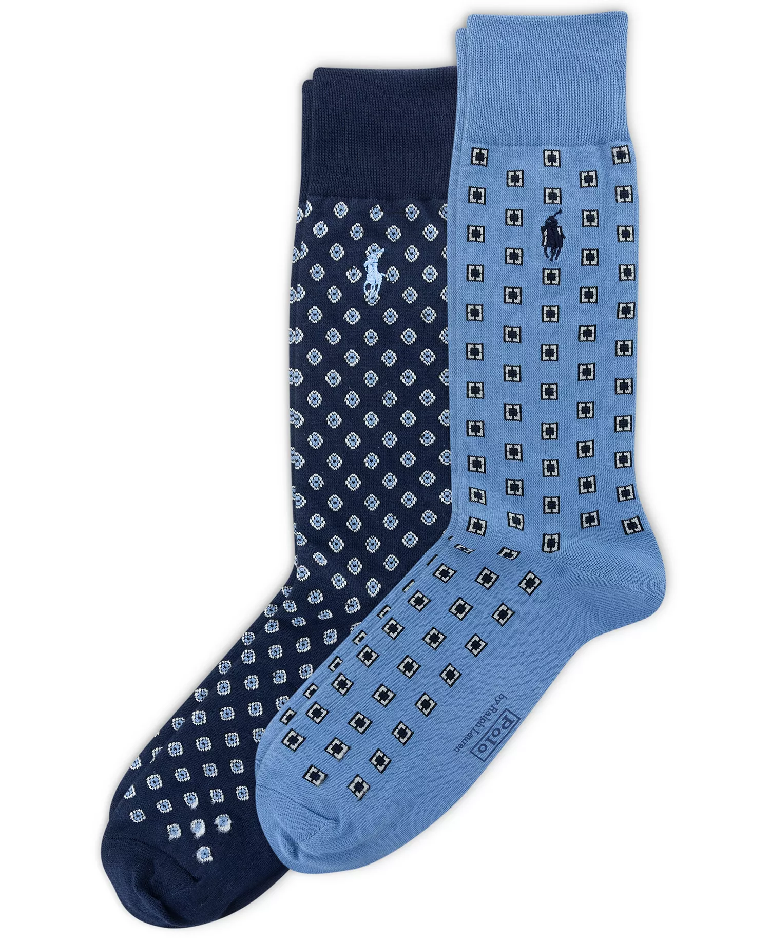 Men's 2-Pack Foulard Pattern Dress Socks - Blue - 10-13