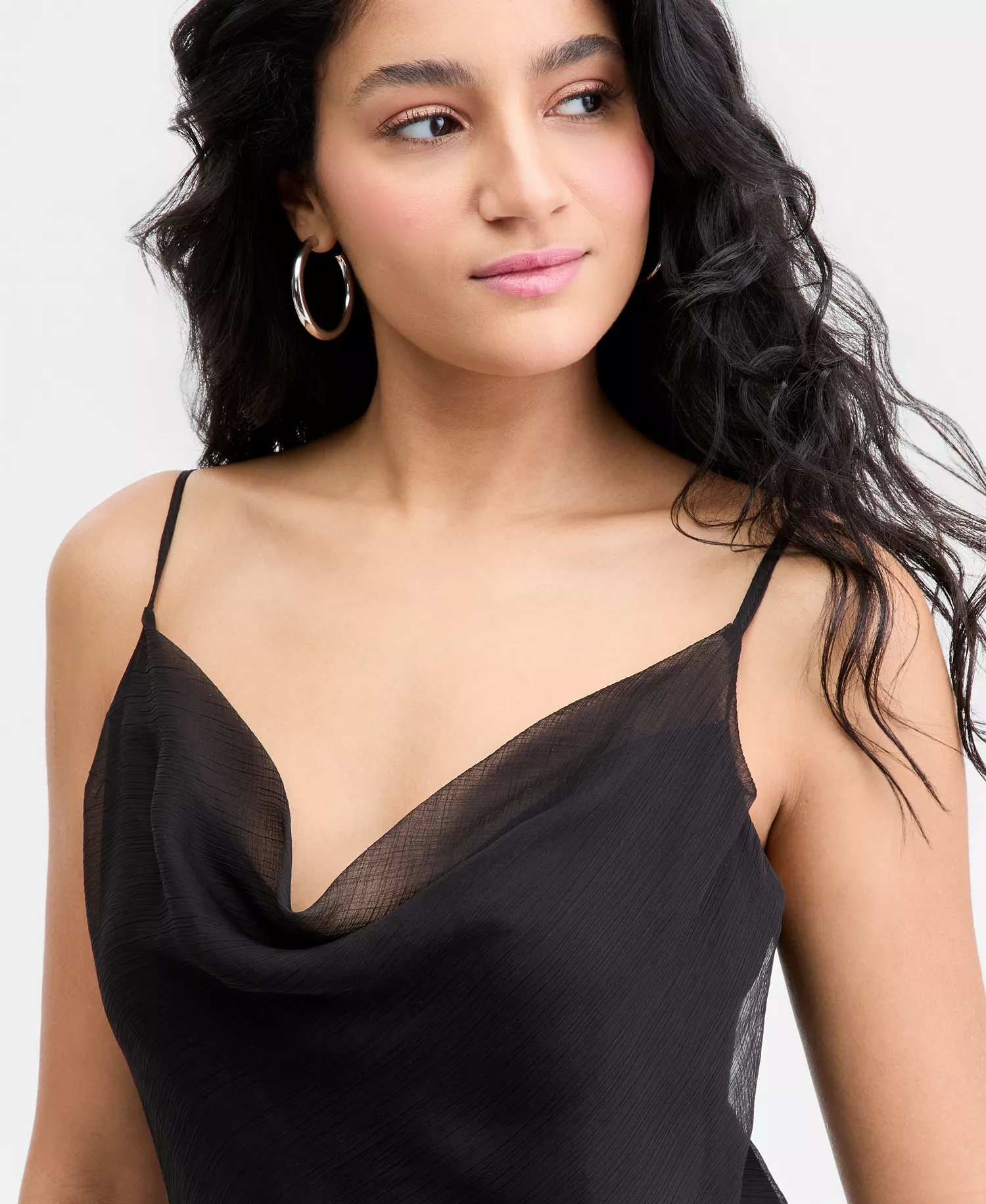 Women's Cowl-neck Ruffled Mini Dress, Macy's Exclusive - Deep Black - L