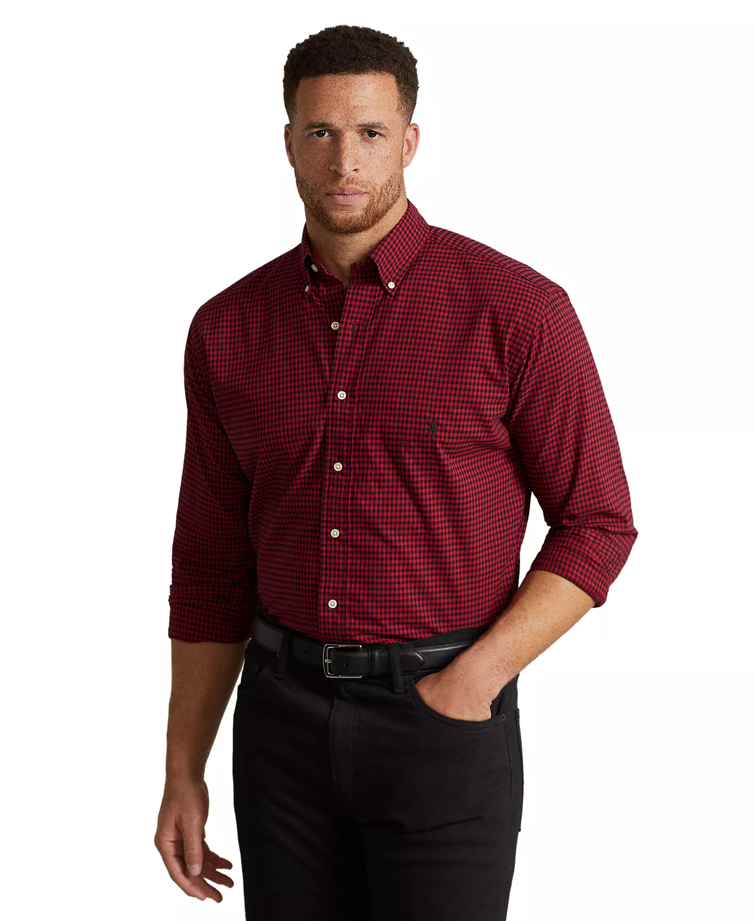 Men's Big & Tall Cotton Twill Shirt - Blue/Green - 2LT