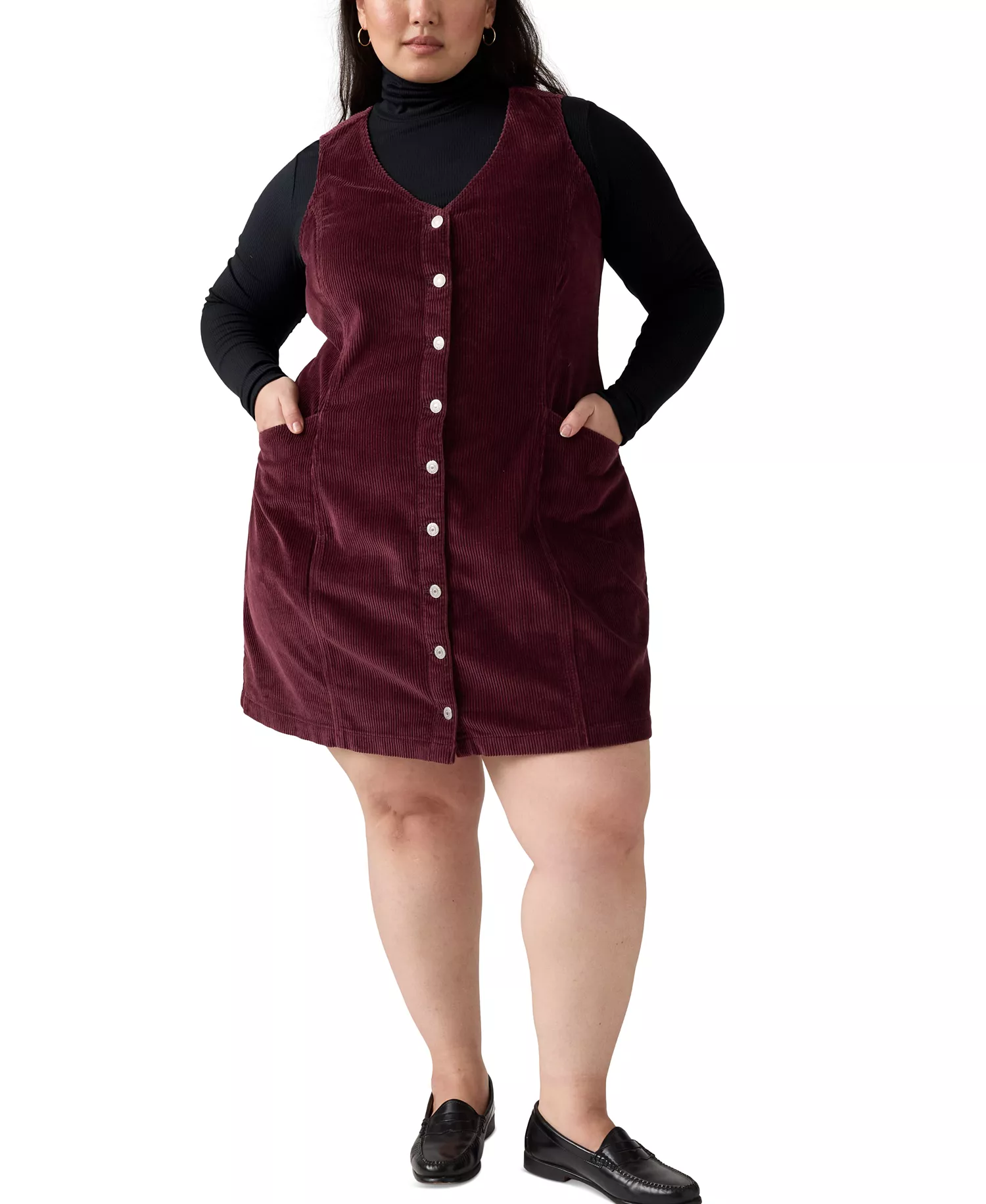 Plus Size Vianna Cotton Corduroy Dress - Red - 1X