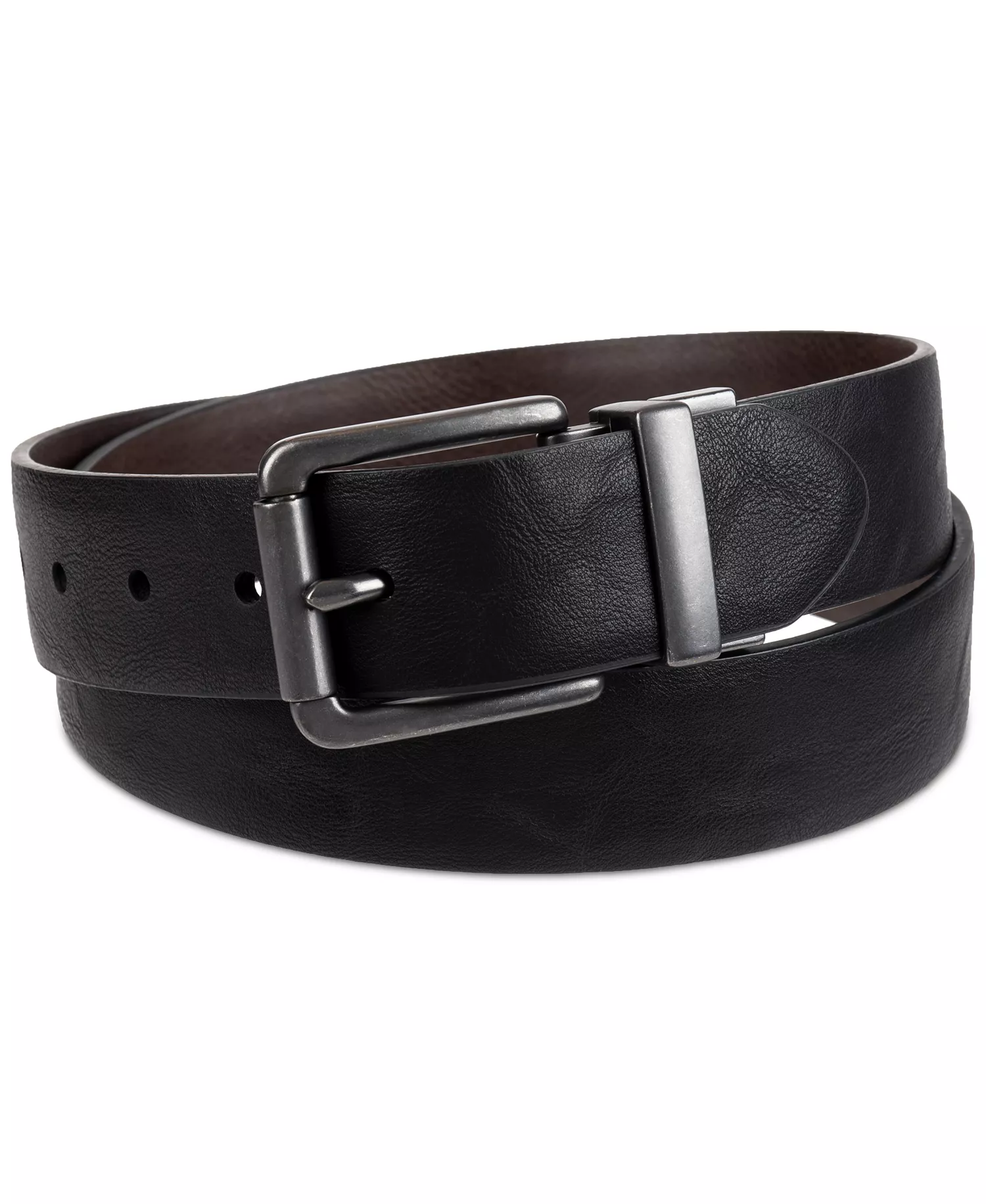 Men's Plaque Buckle Reversible Stretch Belt - Black/Brown - L (38-40)