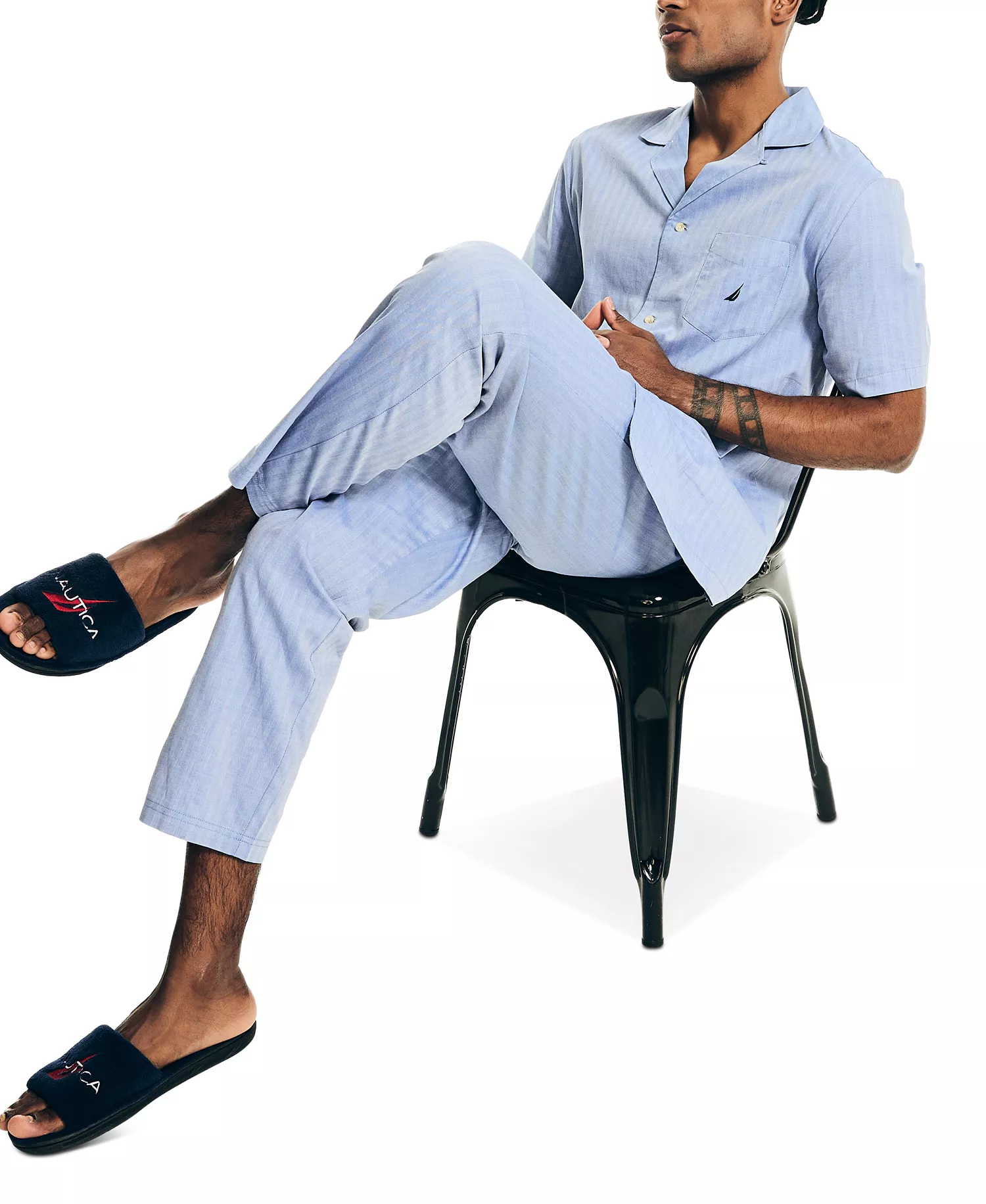 Men's Herringbone Comfort Cotton Pajama Shirt - Cornflower - 2XL