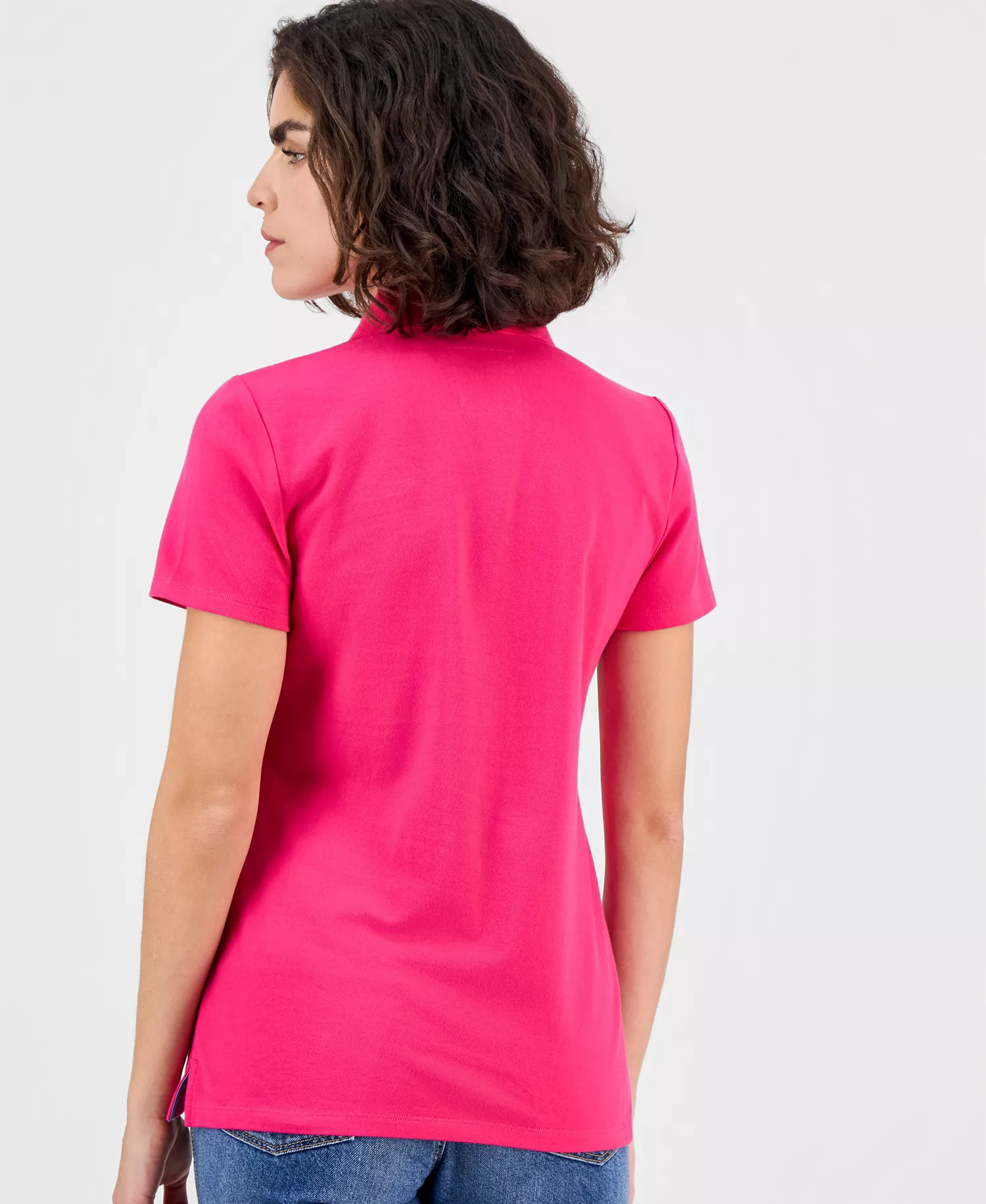Women's Short-Sleeve Polo-Collar Shirt  - Aster Pink - L