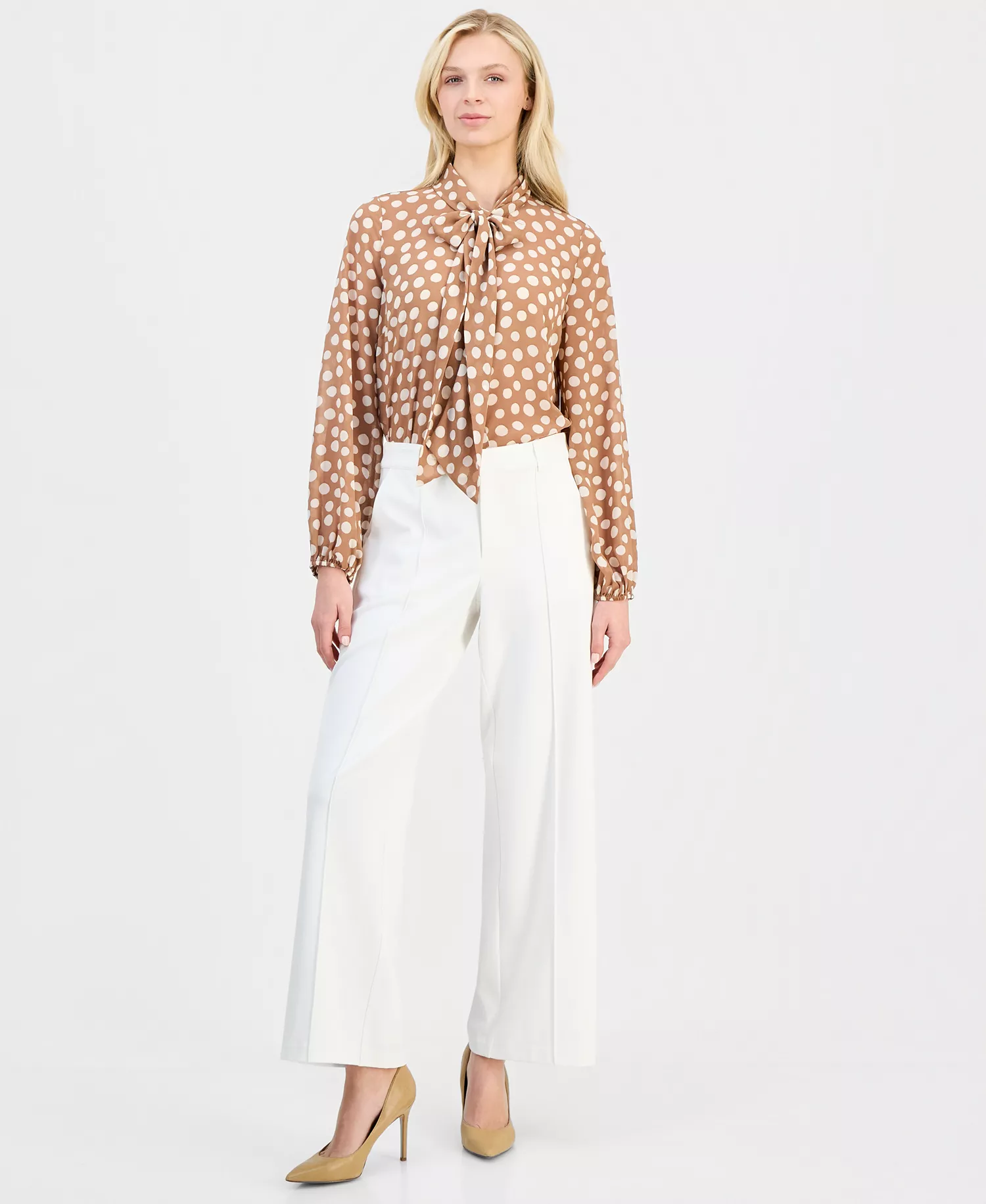 Women's High-Rise Straight Wide-Leg Pants - White Star - 10