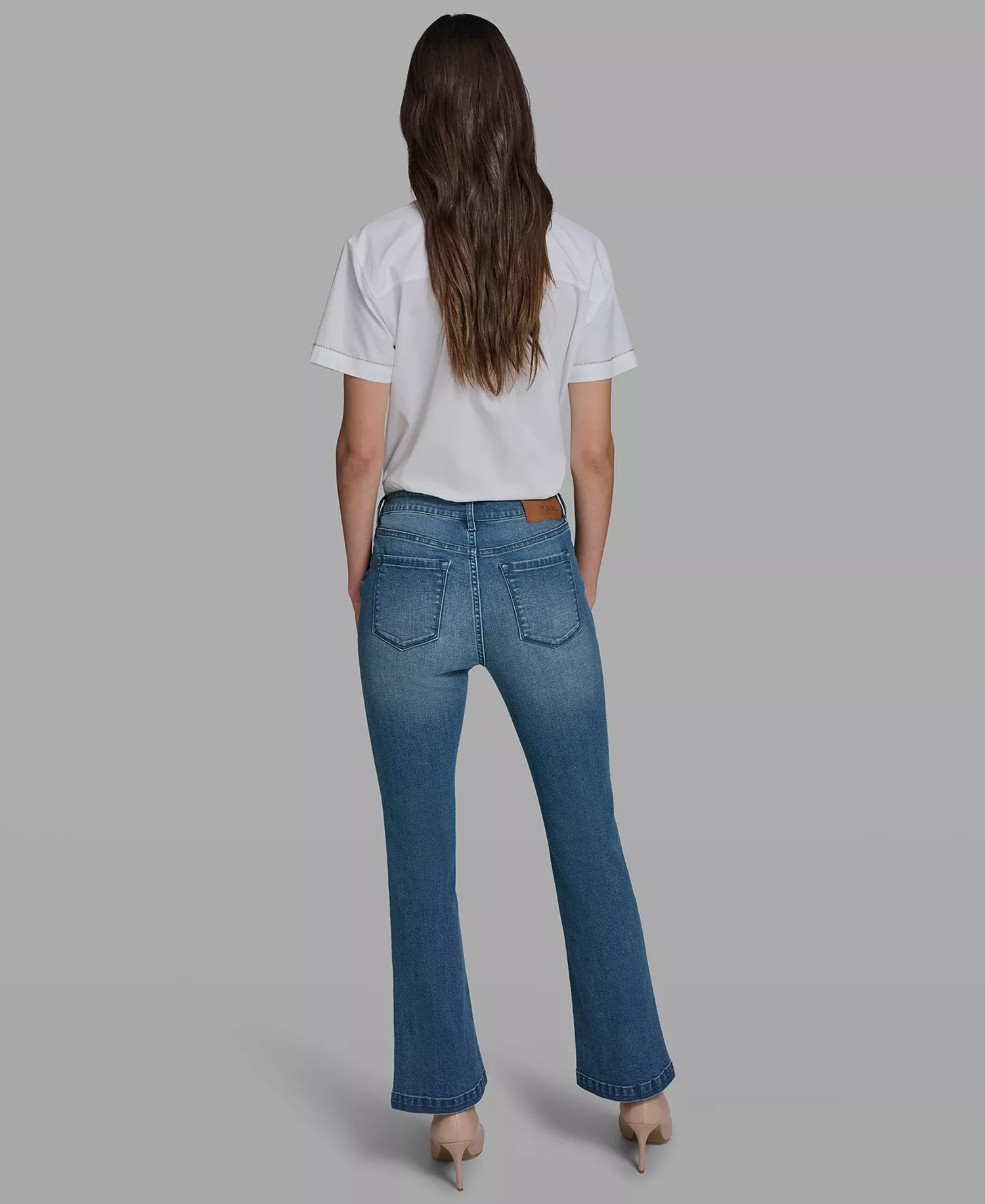Petite Mid Rise Denim Pants - Steel Blue - 10P