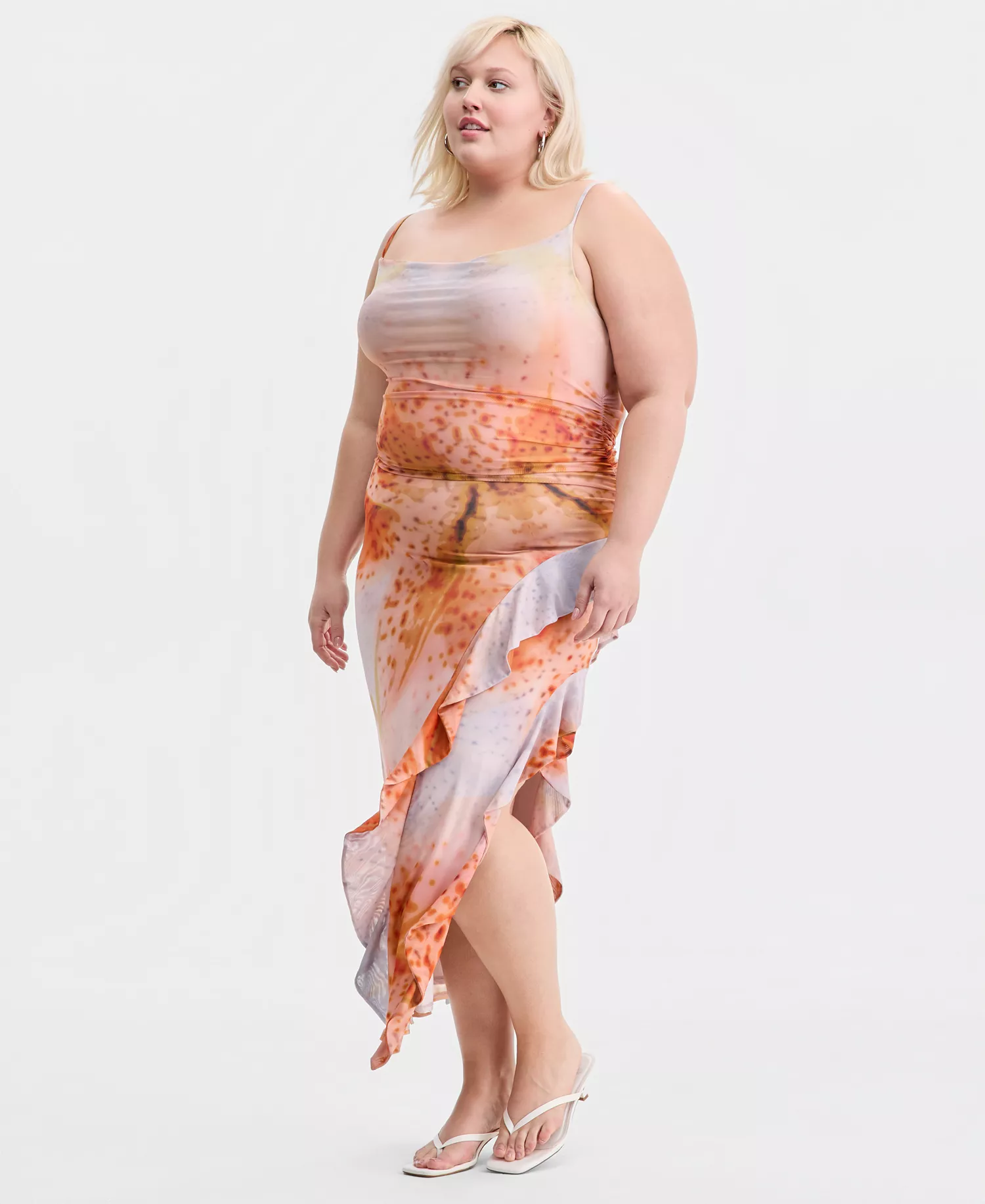 Trendy Plus Size Ruffled Maxi Dress, Macy's Exclusive - White - 3X