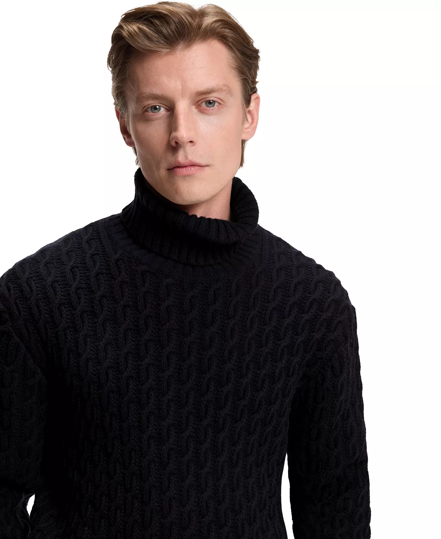 BECKHAM x BOSS Men's Wool Cashmere Cable-Knit Sweater - Dark Blue - 2XL