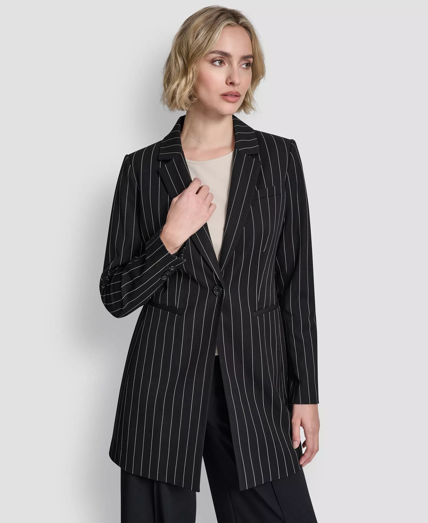 Women's One-Button Notch Collar Blazer - Black - 0