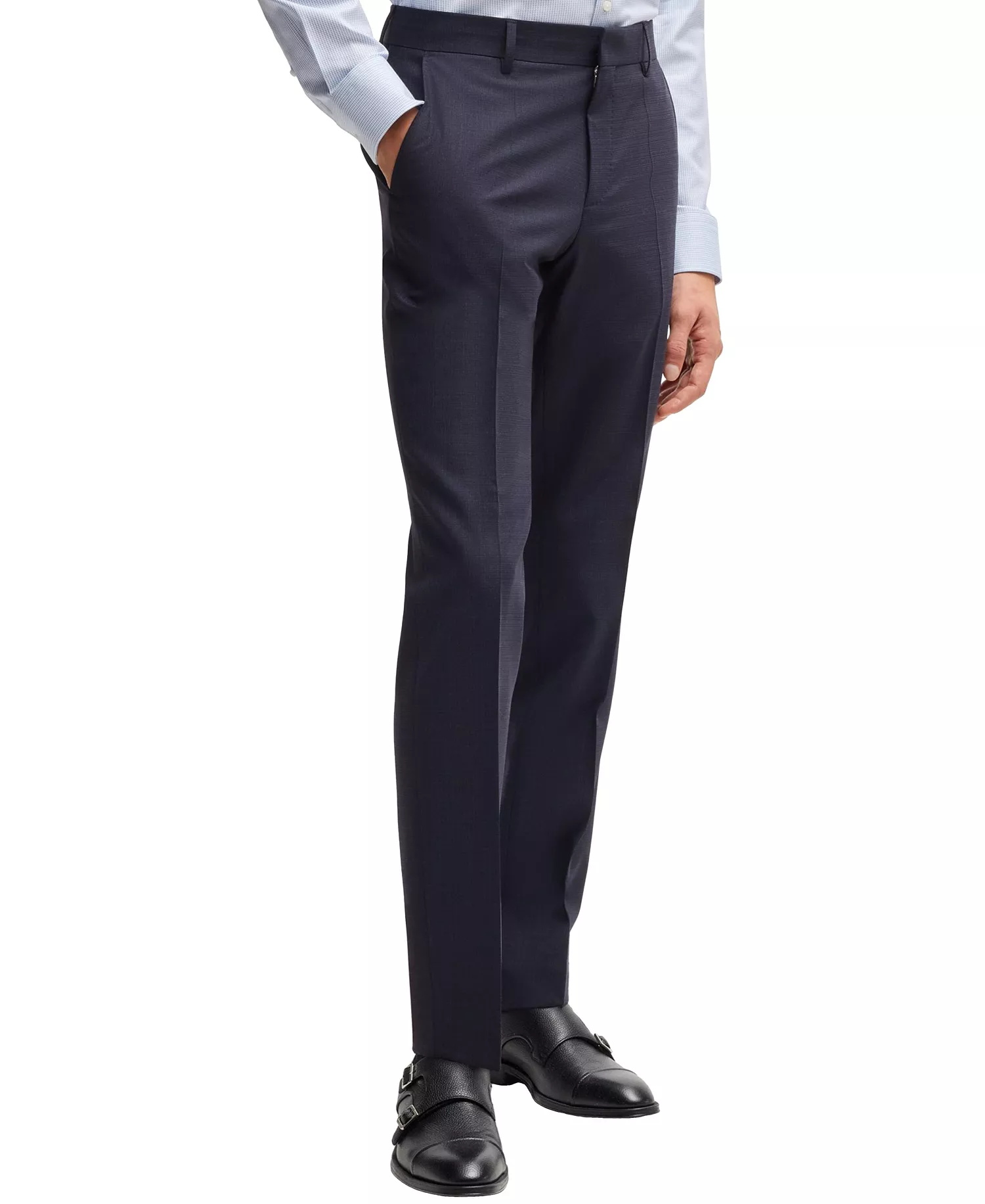 Men's Micro-Patterned Stretch Cloth Slim-Fit Suit - Dark Blue - 40R