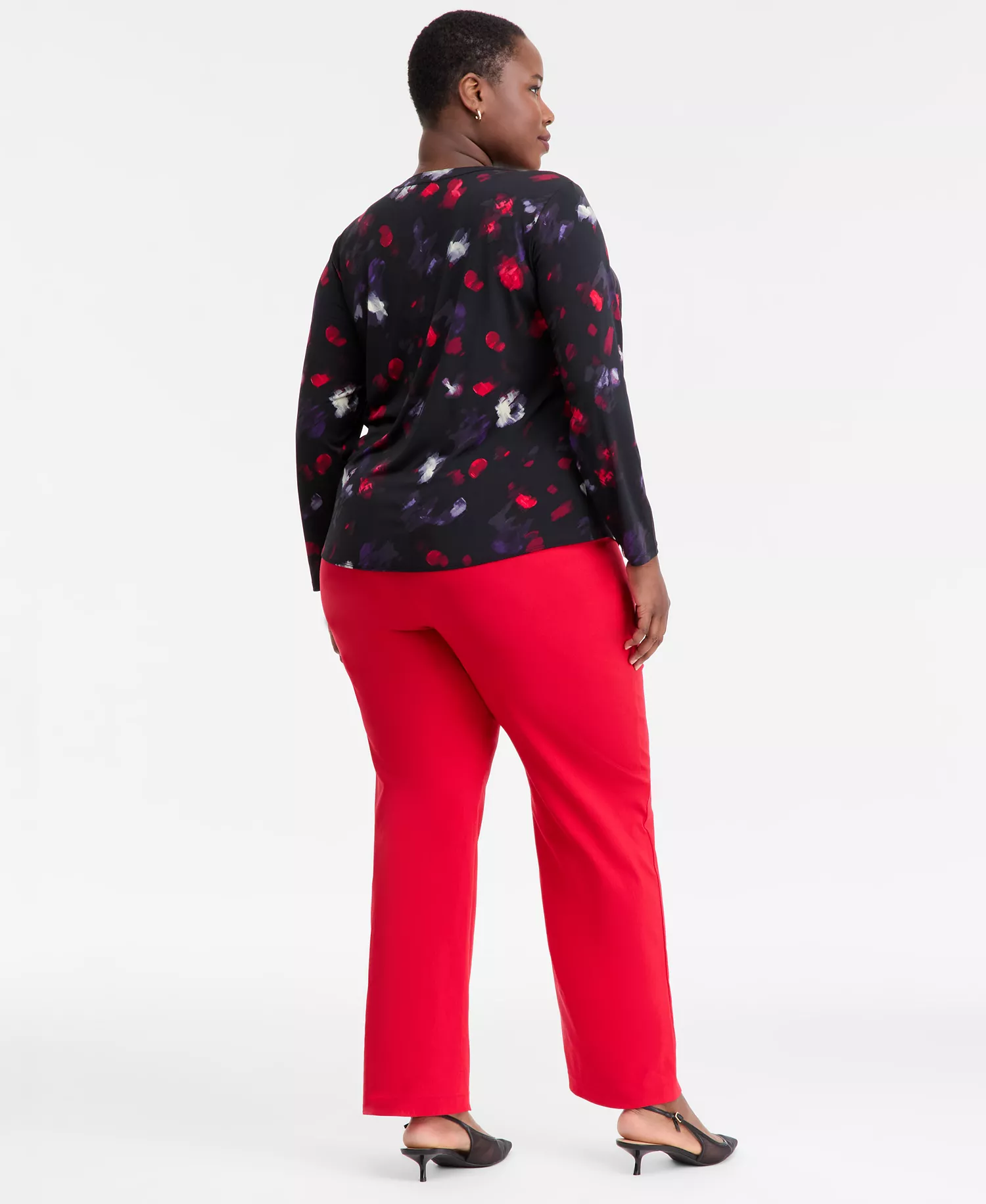 Plus Size V-Neck Long-Sleeve Top, Macy's Exclusive  - Ava Blooms - 0X