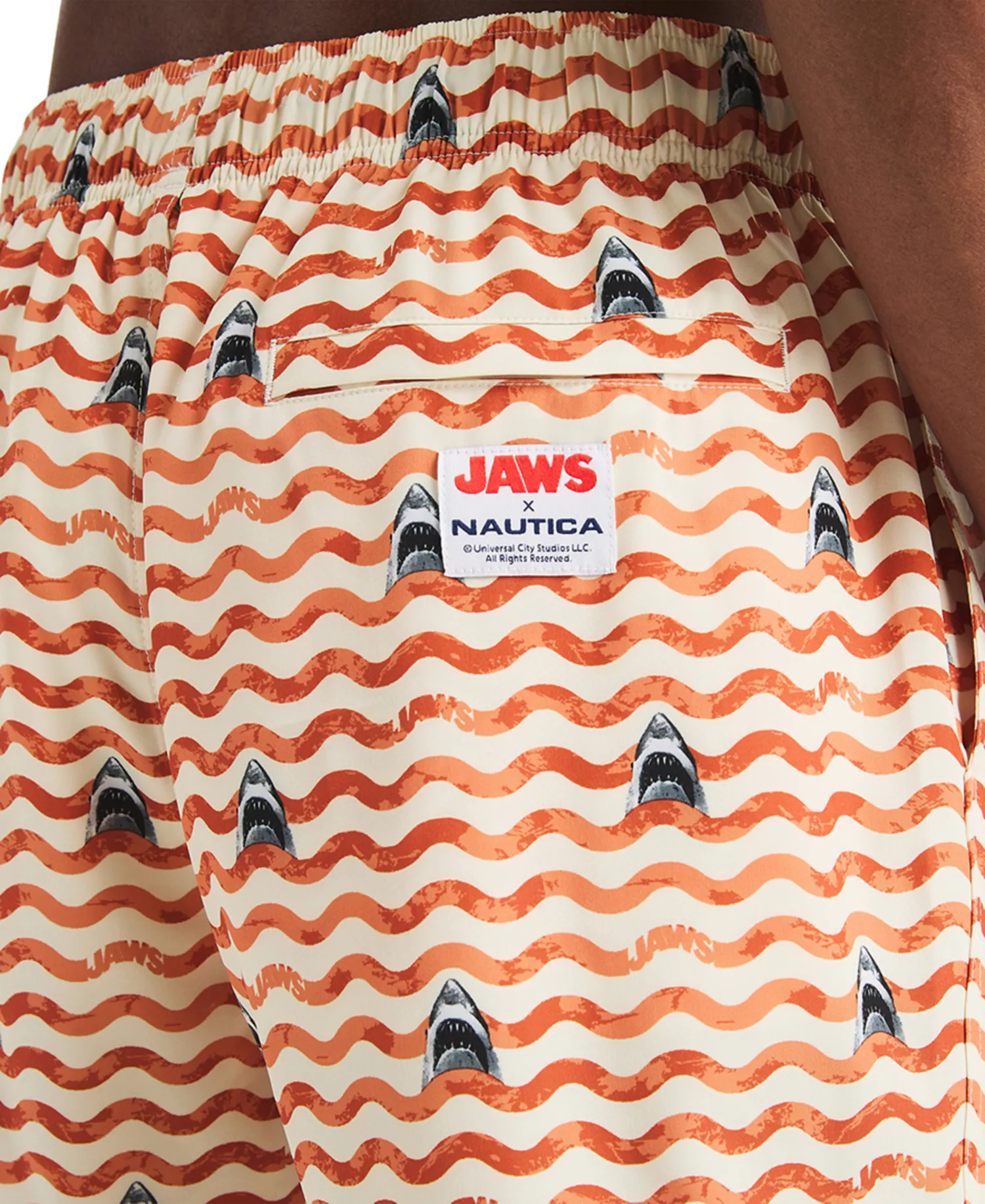 JAWS x Men's Classic-Fit Active Stretch Quick-Dry Printed 6" Swim Trunks - Coast Guard Orange - M