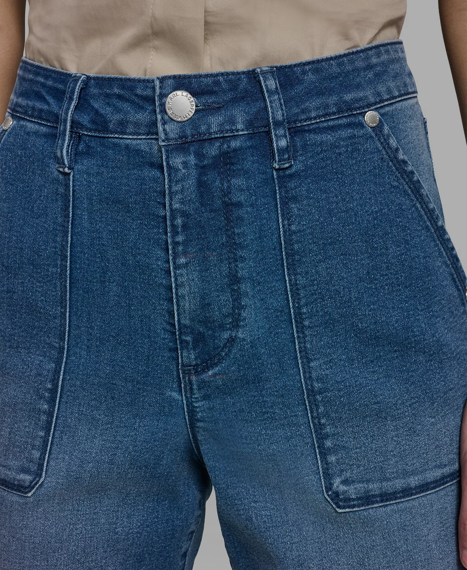 Women's Wide-Leg Mid-Rise Ankle Length Jeans - Steel Blue - 0