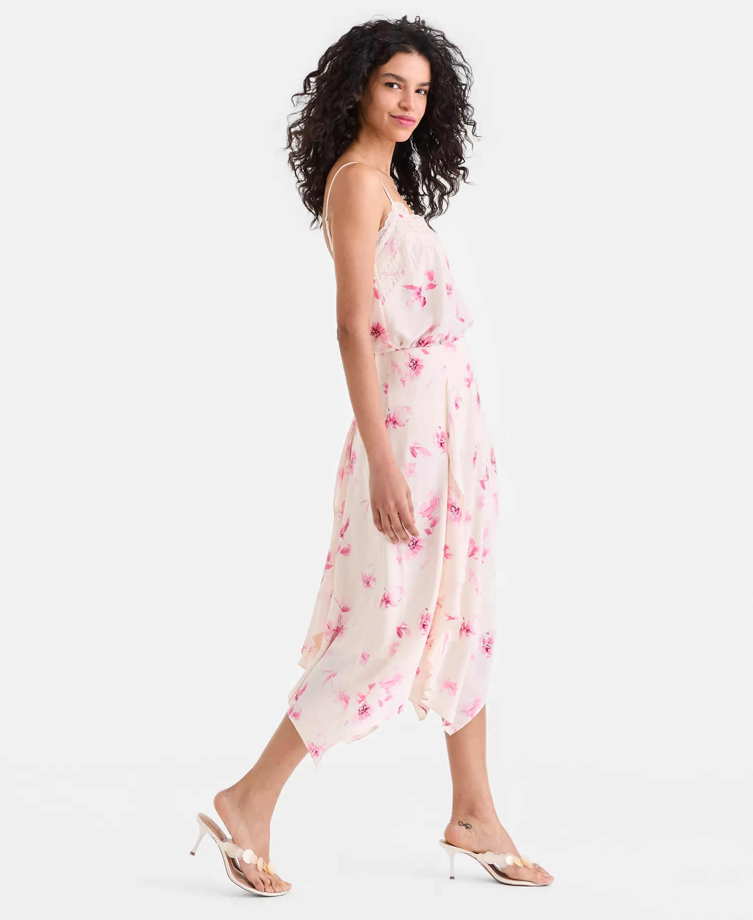 Women's Asymmetric-Hem Midi Skirt, Macy's Exclusive - Aria Garden - L