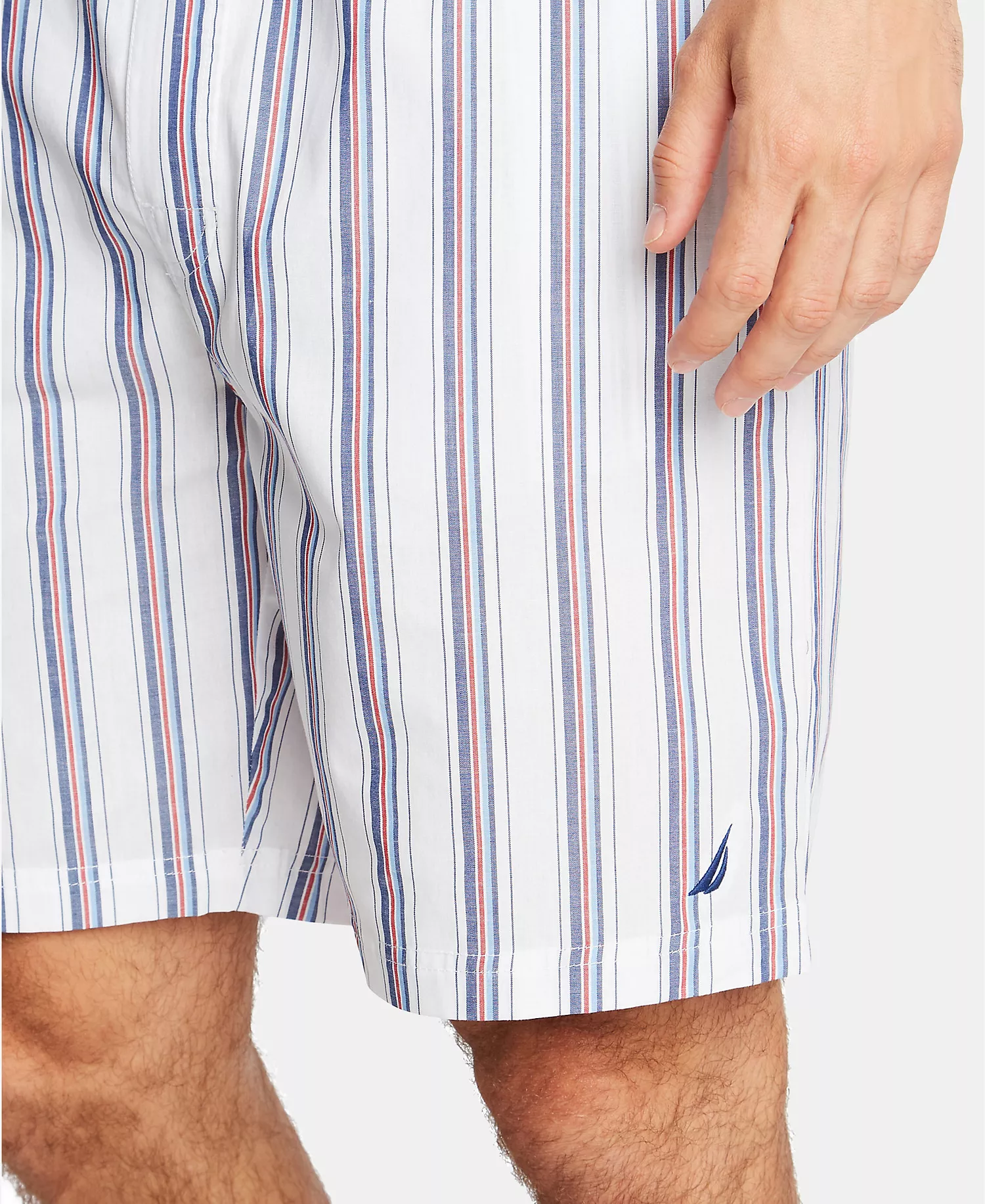 Men's Cotton Striped Pajama Shorts - Bright White - L