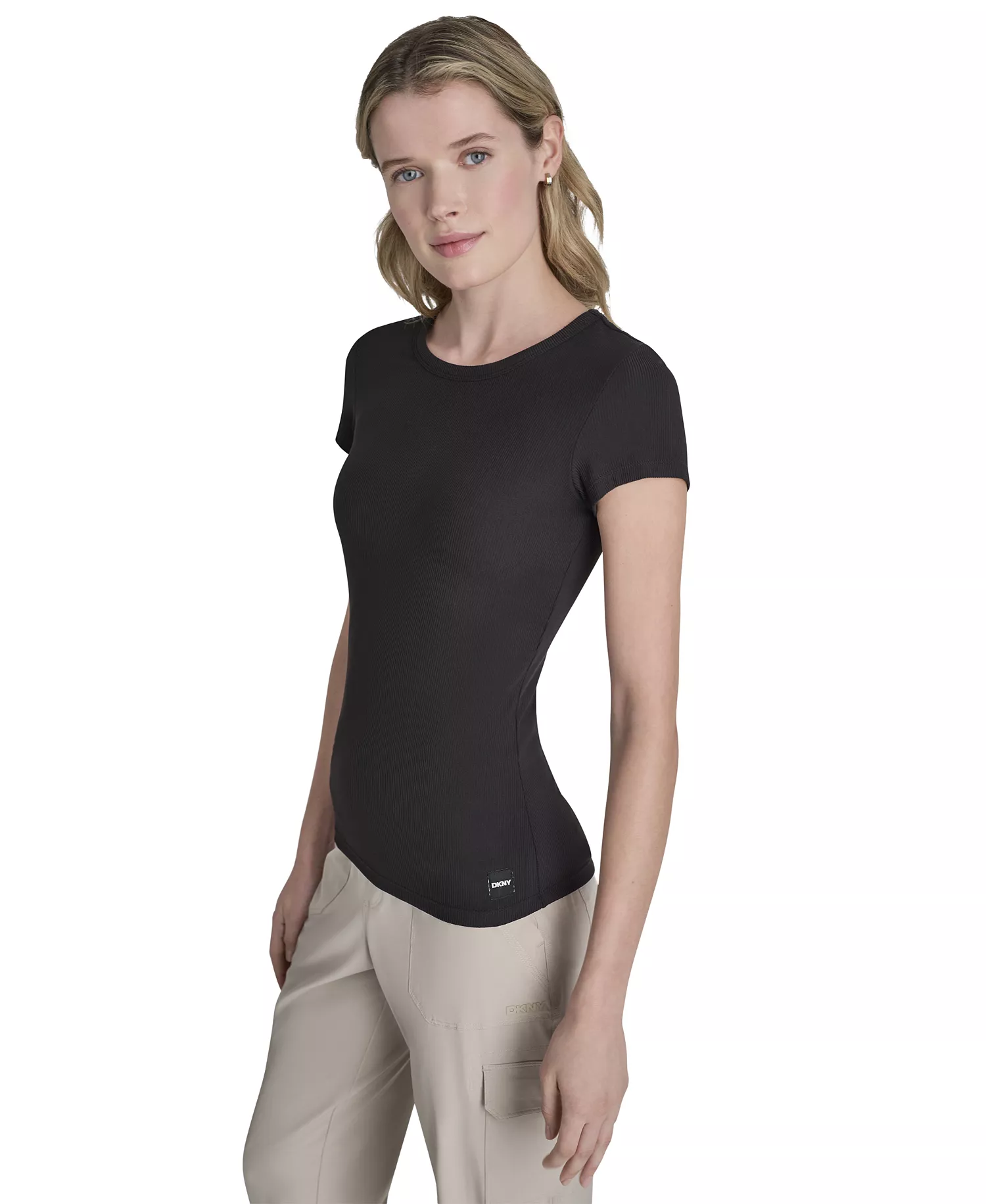 Women's Hudson Rib Crew Neck T-Shirt - Black - L