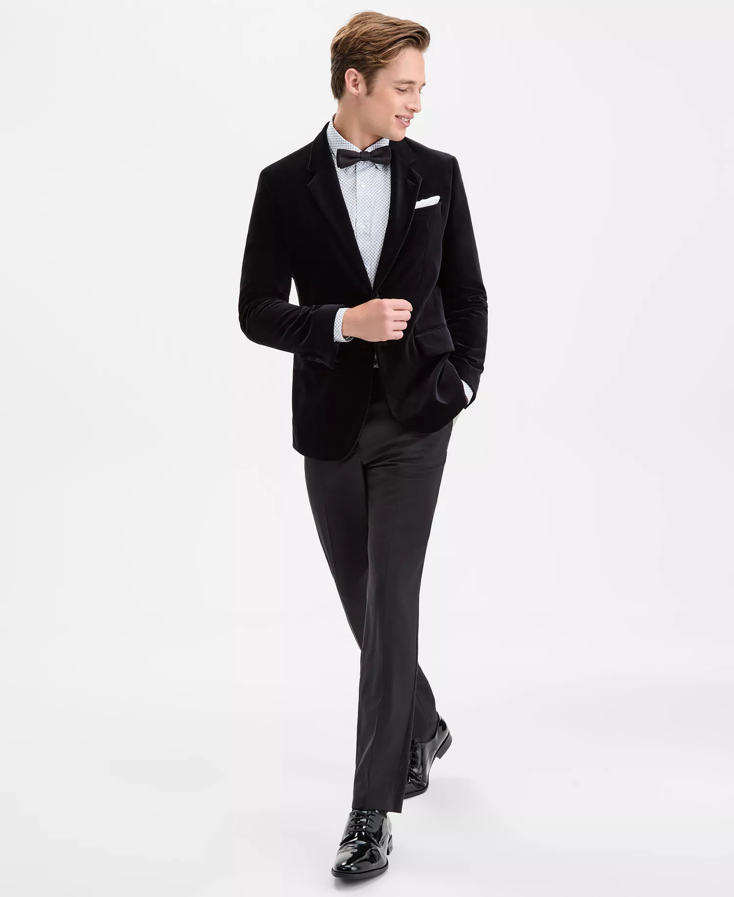 Men's Slim-Fit Solid Velvet Sport Coat - Black - 36R