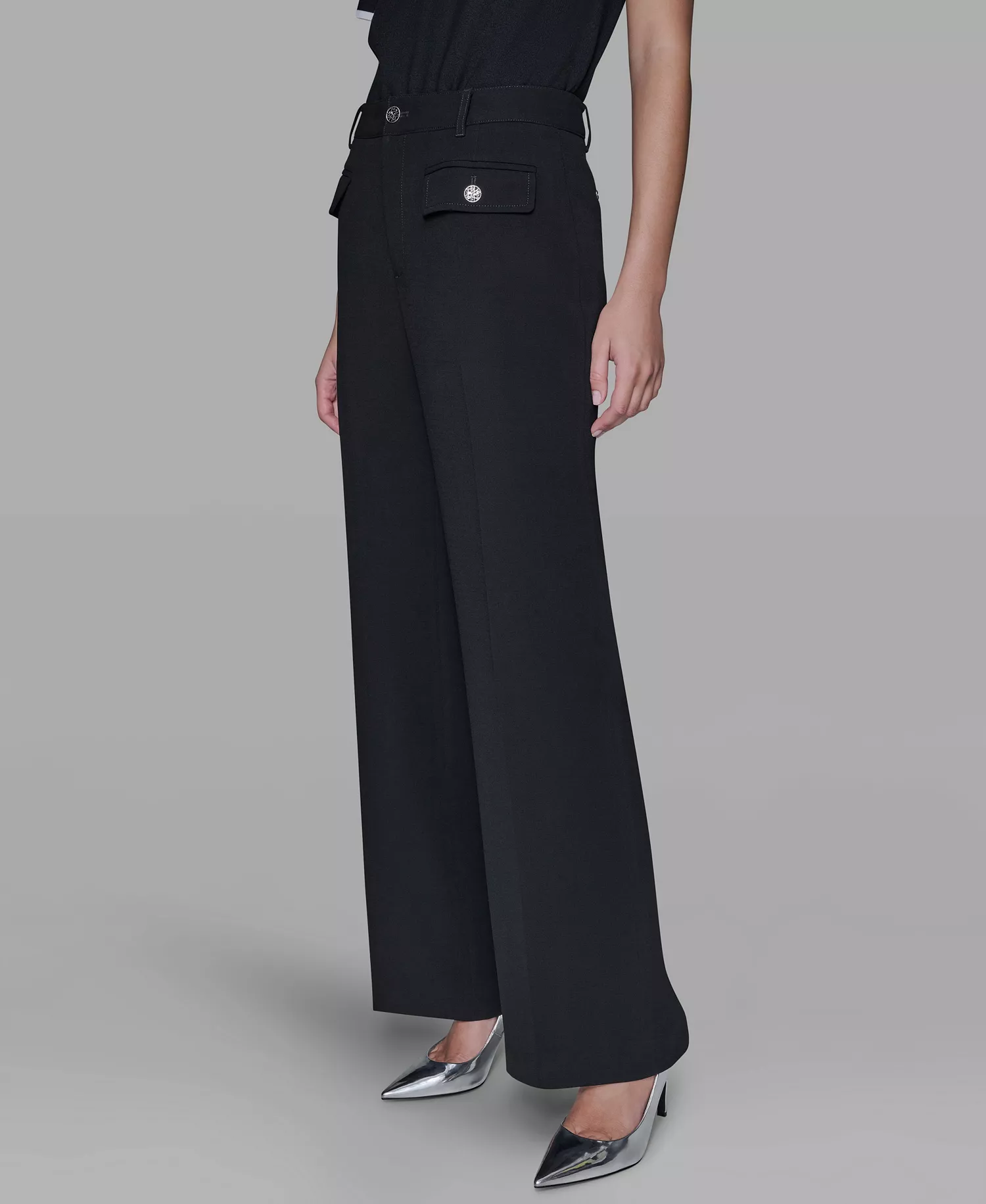 Women's Mid Rise Straight Leg Pants - Black - 10