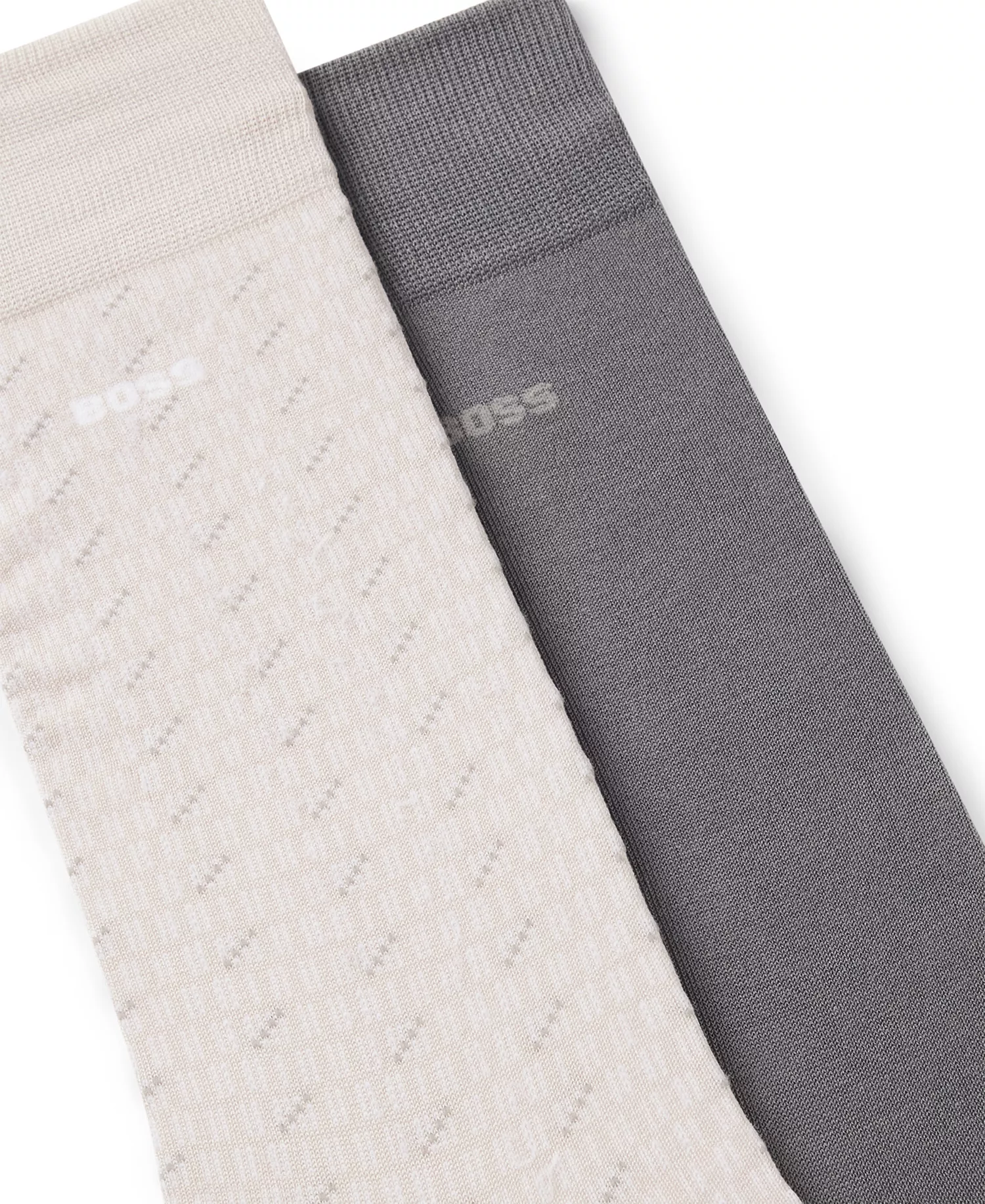 Men's Pin Pattern Socks, 2-Pack  - Cream/Gray - 7-13
