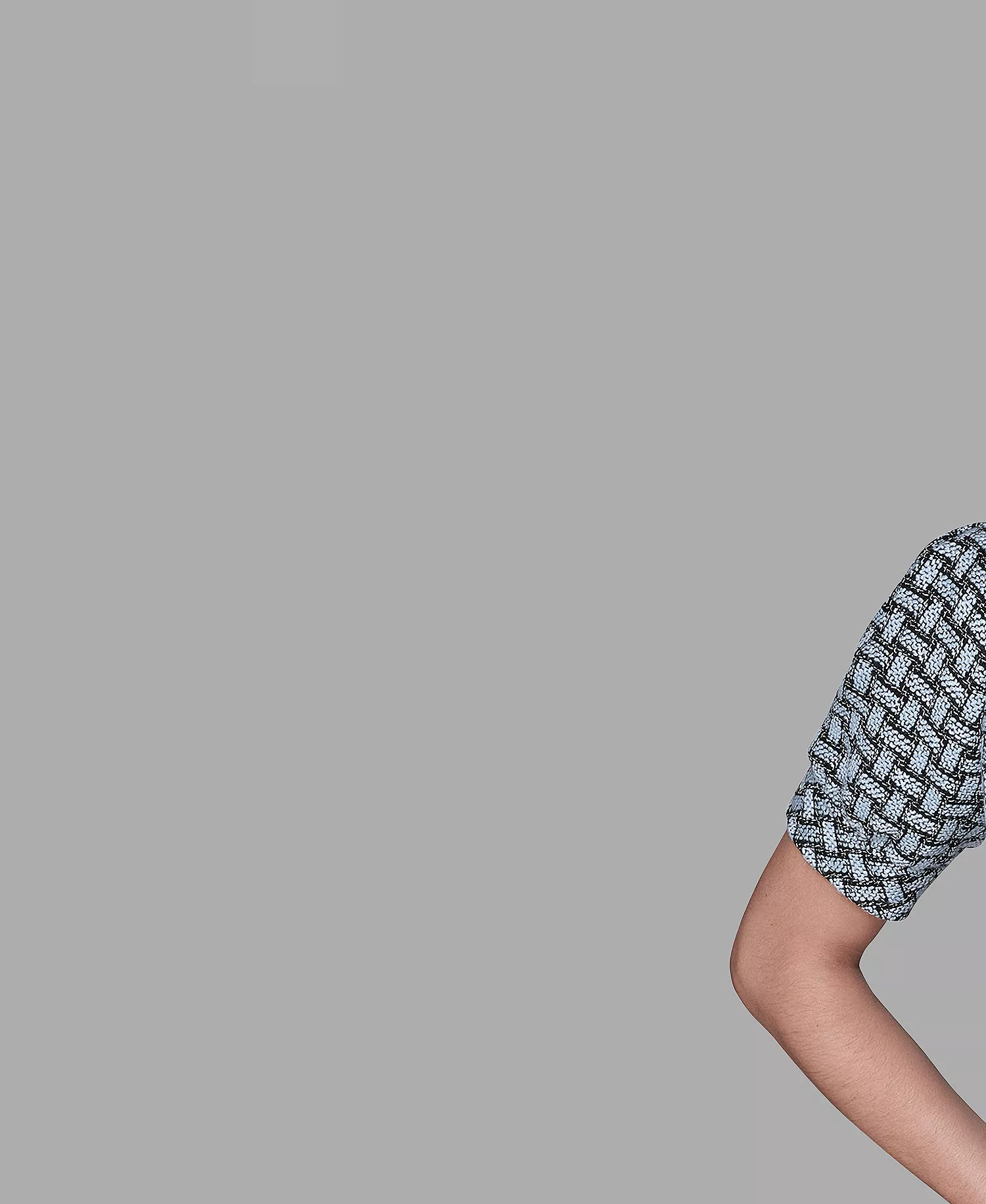 Women's Five-Button Weave Print Cropped Jacket - Blue Aura/black - 10