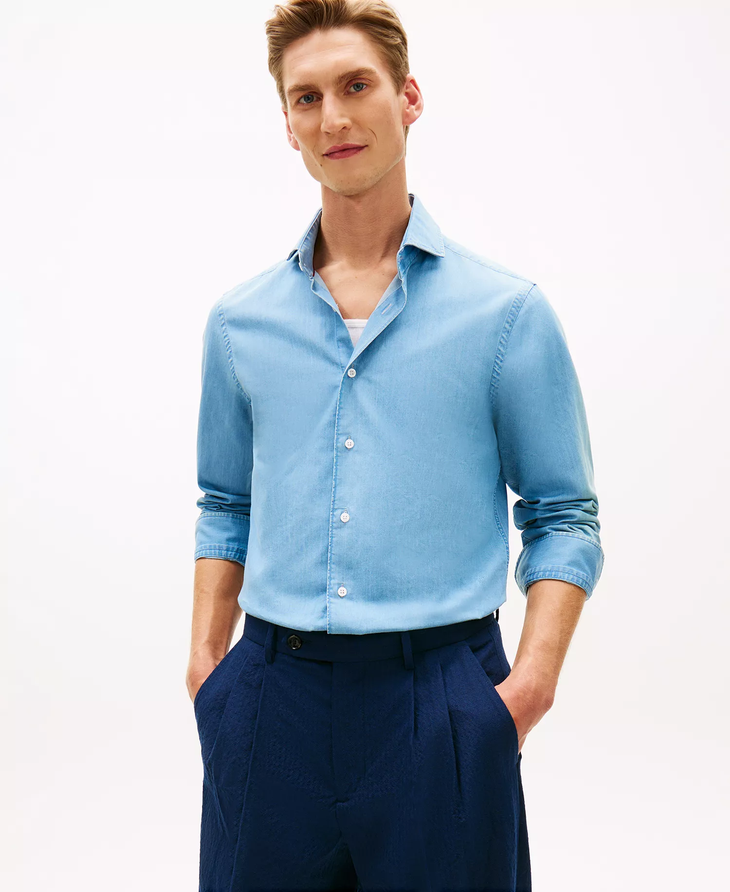 Men's Denim Regular-Fit Shirt - Indigo Blue Bell - L