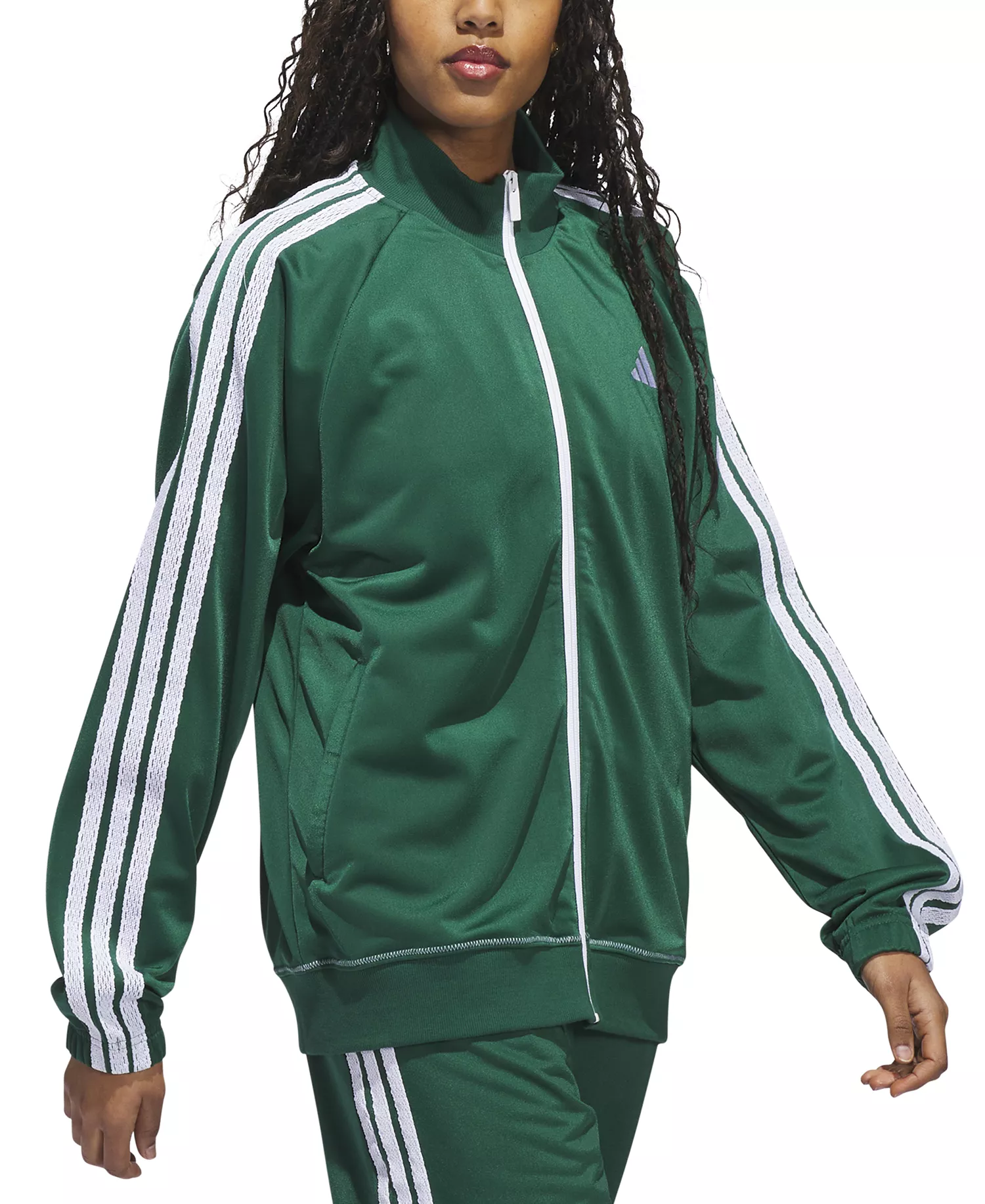 Women's Zip-Front Long-Sleeve Logo Track Jacket  - Collegiate Green - L