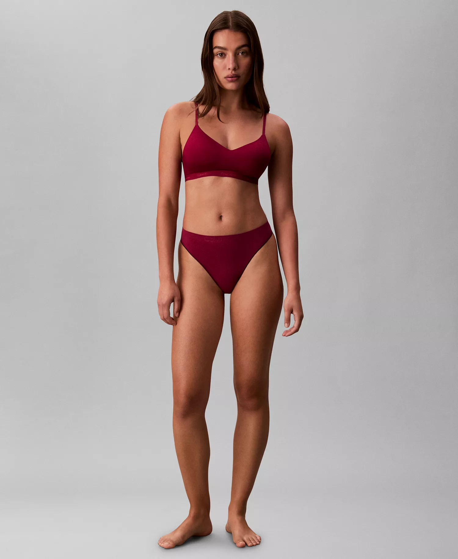 Women's Form To Body Lightly Lined Bralette Bra QF7618 - Beet Reed - L